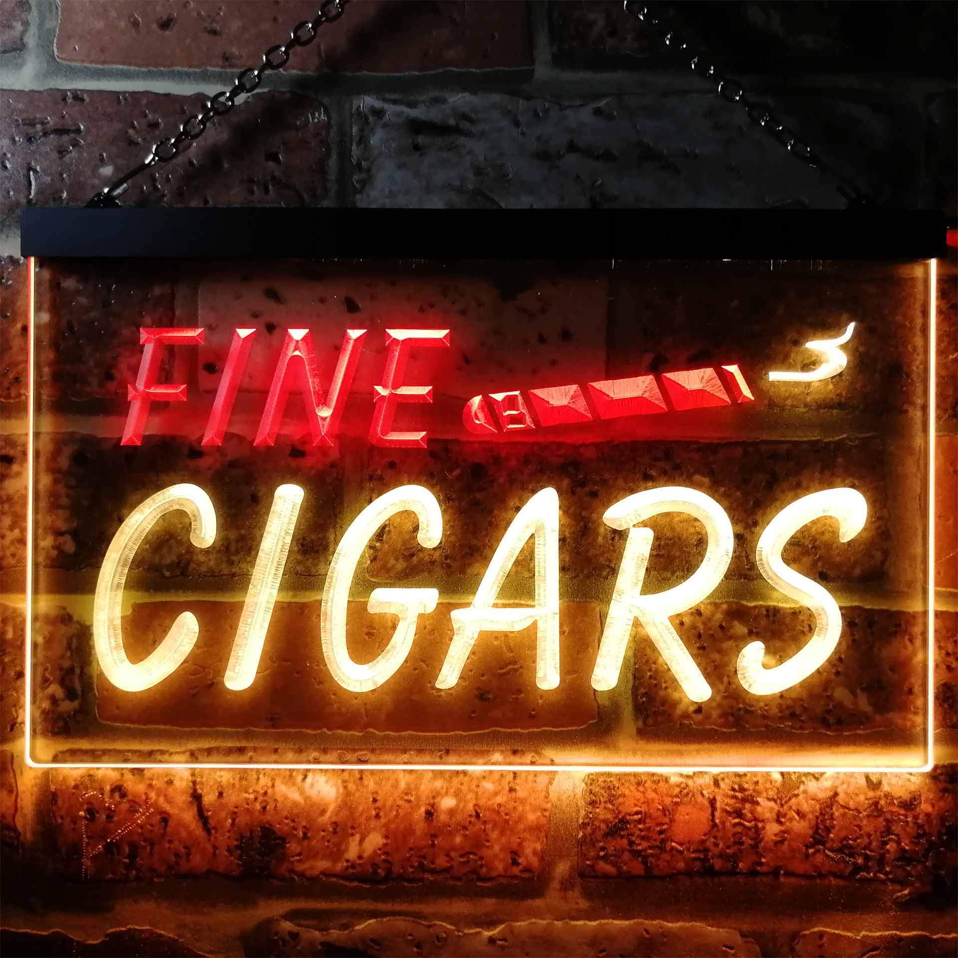 ADVPRO Fine Cigars Shop Open Dual Color LED Enseigne Lumineuse Neon Sign Rouge et Jaune 600 x 400mm st6s64-i0510-ry