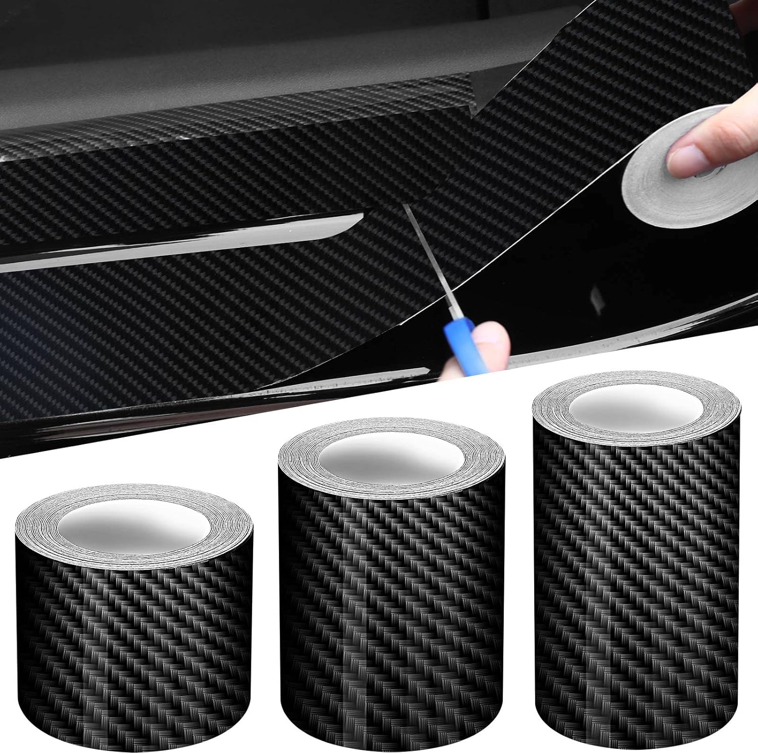 Tallew 3 Rolls 67 Ft Car Edge Door Guards Sill Protector 5D Carbon ...