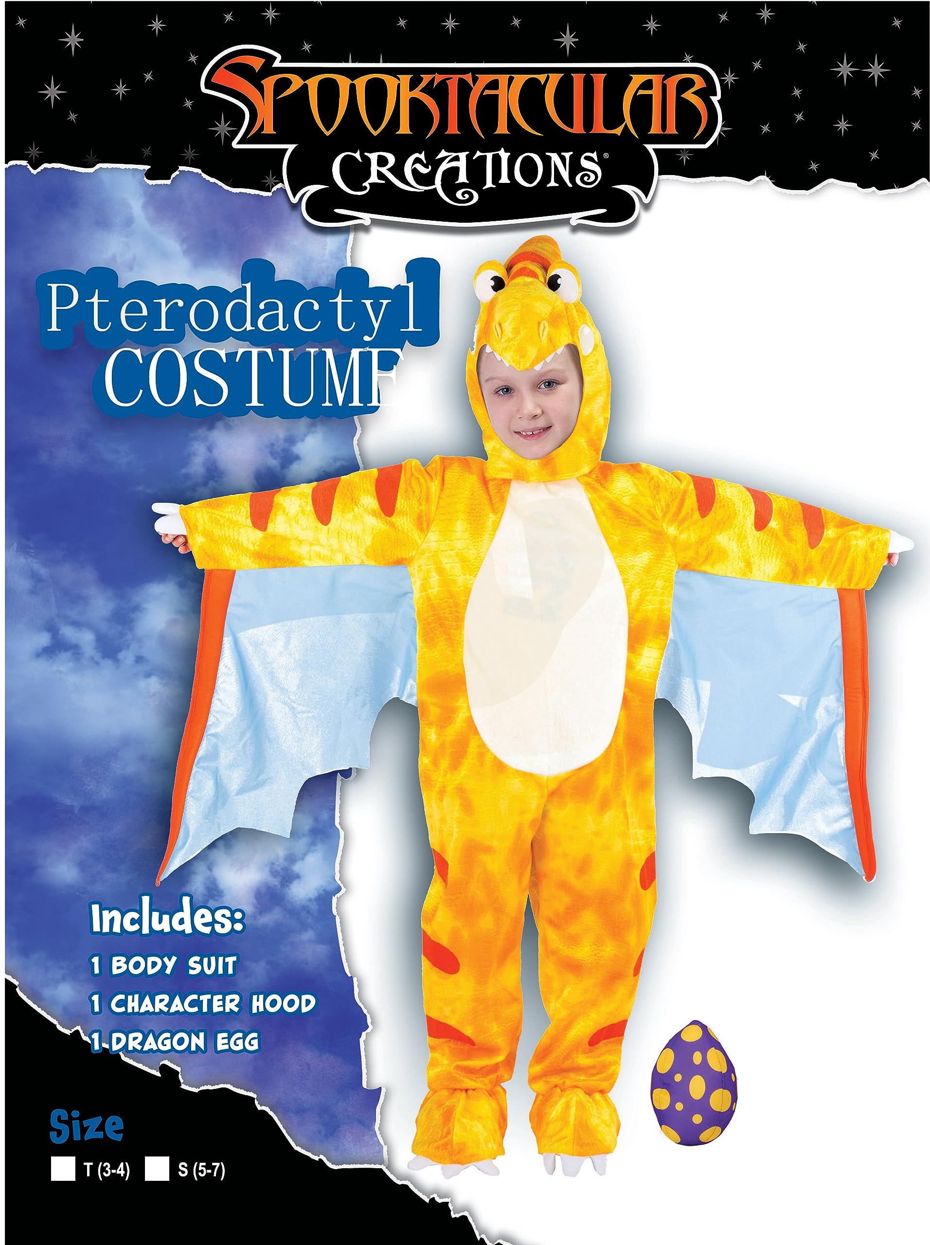 Spooktacular Creations Costume da dinosauro pterodattilo Set deluxe preistorico per bambini e neonati per Halloween dress up party (3T) Giallo