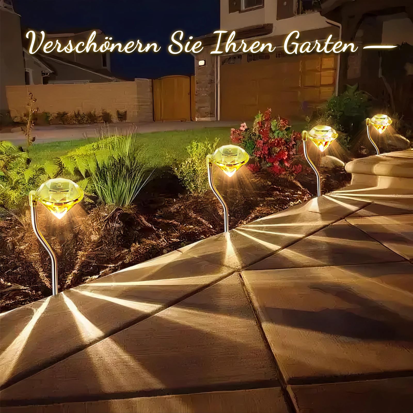 Anordsem Solar Lights for Outdoor Garden Decoration Weatherproof: Balcony Decoration for Outdoor LED Diamond Solar Lights - Image 2