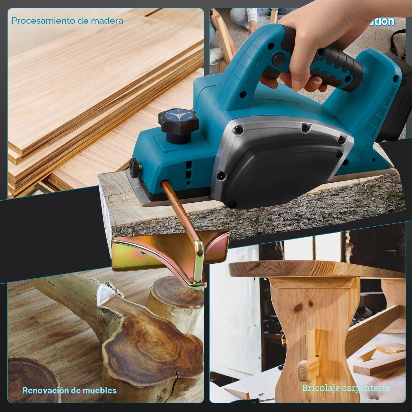 Makita - Cepilladora eléctrica inalámbrica para batería de 18 V, 15000 rpm, cepilladora de madera eléctrica de mano sin escobillas con 82 mm de ancho y 2 mm de profundidad de corte para carpintería