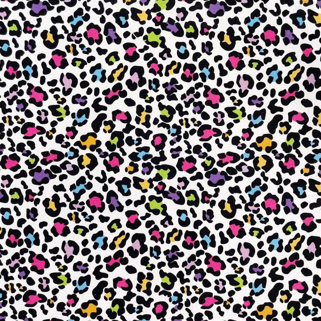 Shopper's Freedom Multicoloured 1 Metre Funky Leopard 100% Cotton Digital Printed Fabric Animal Print Material Dressmaking Shirts Curtains Bedsheets 60" / 150Cm Wide
