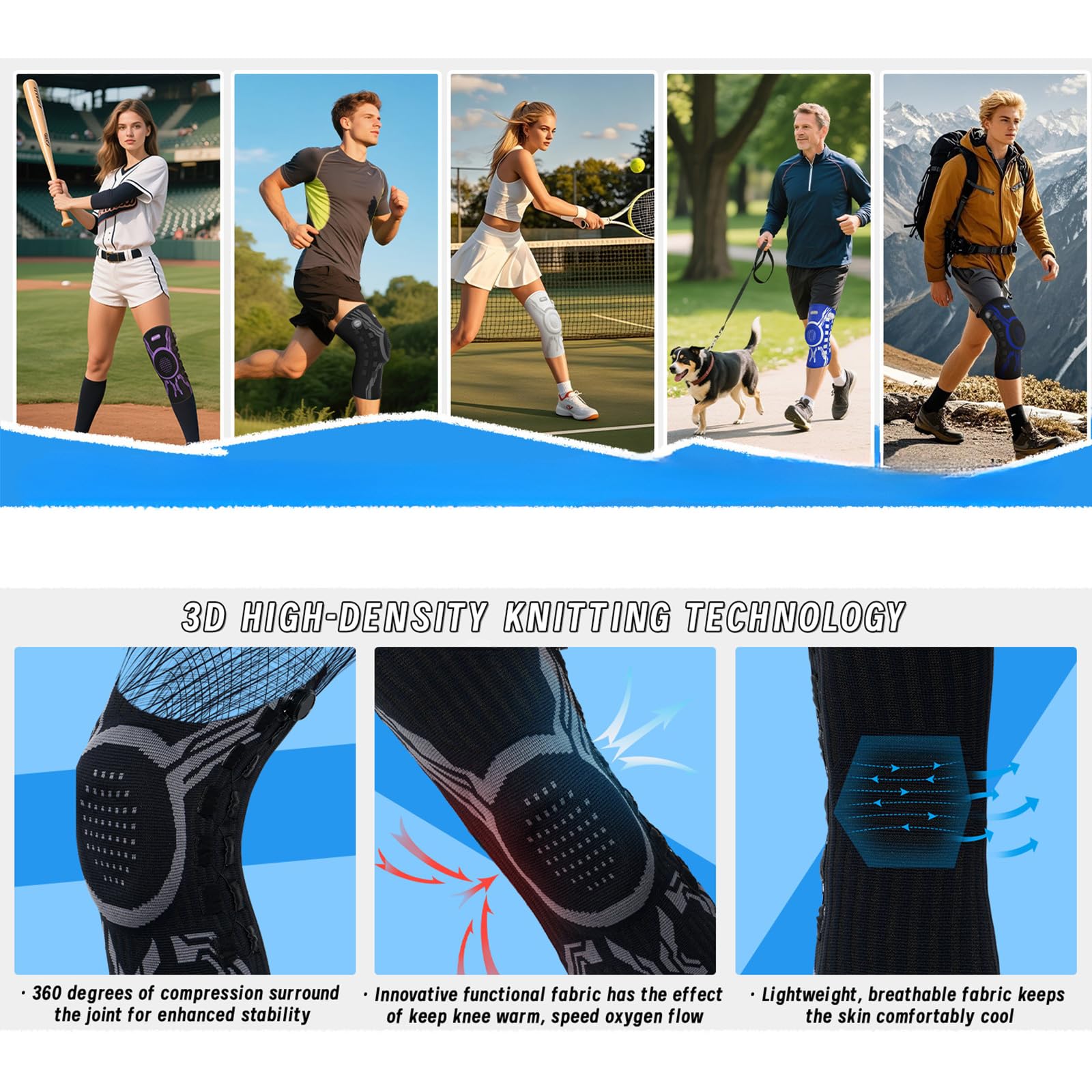 Rodillera flexible para aliviar las molestias durante el entrenamiento, senderismo y uso regular