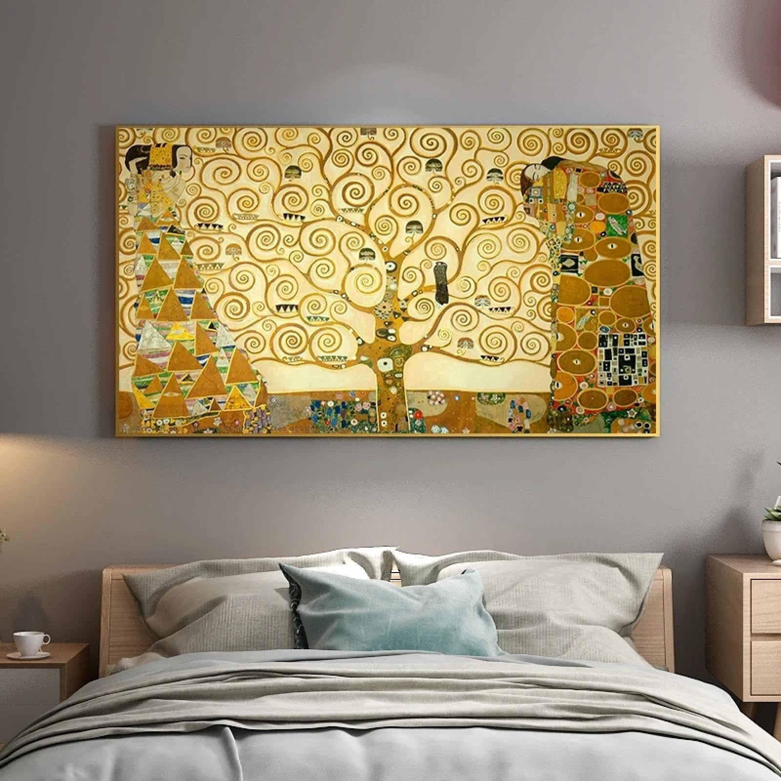 Famoso dipinto d'arte Gustav Klimt Albero della vita Dipinto su tela Poster Stampe di grandi dimensioni Immagine di arte della parete per soggiorno 90x150 cm/35x59 in Stampe d'arte senza cornice