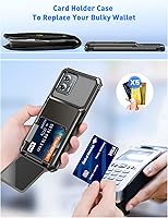 Vista 5 de COOYA Funda para Moto G 2023 con 5 ranuras para tarjetas de crédito, funda con tapa abatible, bolsillo trasero, doble capa, carcasa rígida de TPU