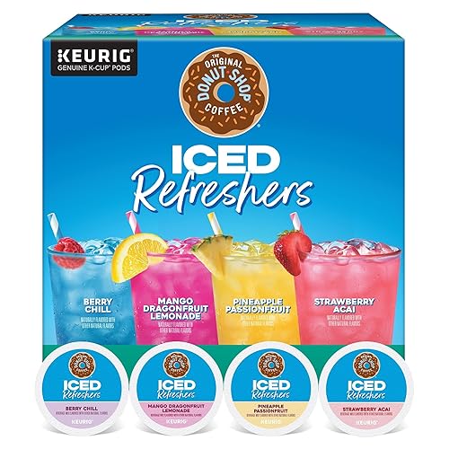The Original Donut Shop, Iced Refreshers, Keurig Single Serve K-Cup Pod Variety Pack, Strawberry Acai, Pineapple Passionfruit, Mango Dragonfruit Lemonade, Berry Chill, 20-Count - Variety Pack - 20 Count (Pack of 1)