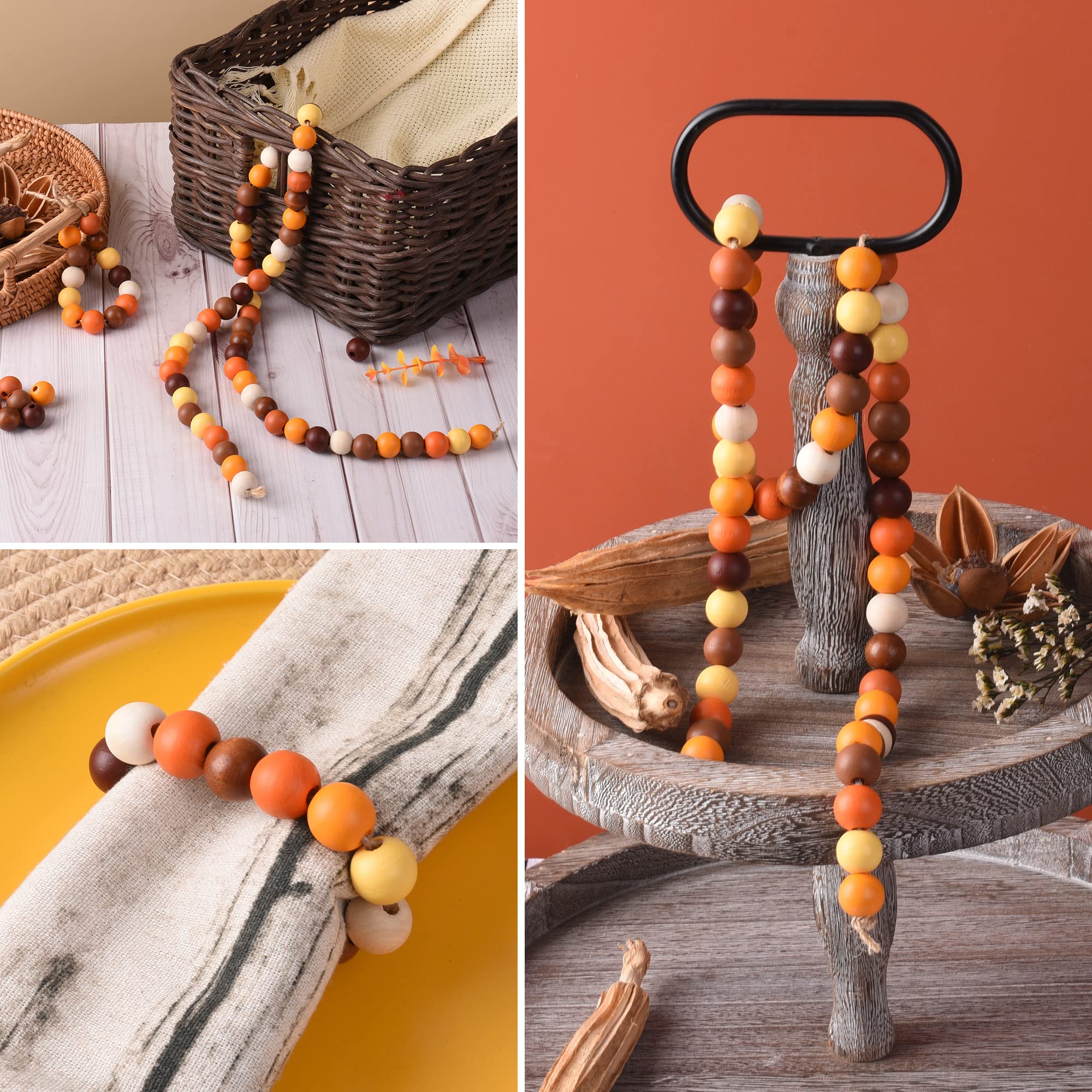 240pcs Orange Wood Beads With 6mm Holes – DIY Craft Beads For Jewelry & Decor - View #5