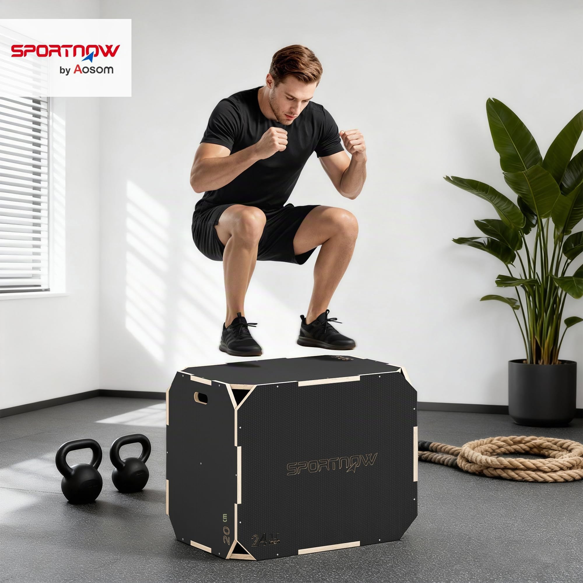 SPORTNOW 3-in-1 Plyo Box mit 3 Sprunghöhen Jumping | Plyometrische Sprungbox, Mit Griffen, Kantenfreie Step-Up Box, Plyometric Platform, Für Plyometrisches Training Workout