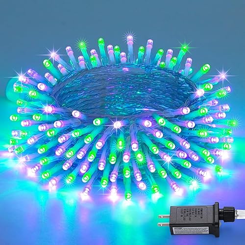 Miniatura 50 de JMEXSUSS Luces de Cadena de Navidad LED Verdes de 250 LED para Interiores, 91.5 pies Conectables Luces LED Verdes para Exteriores Impermeables, 8