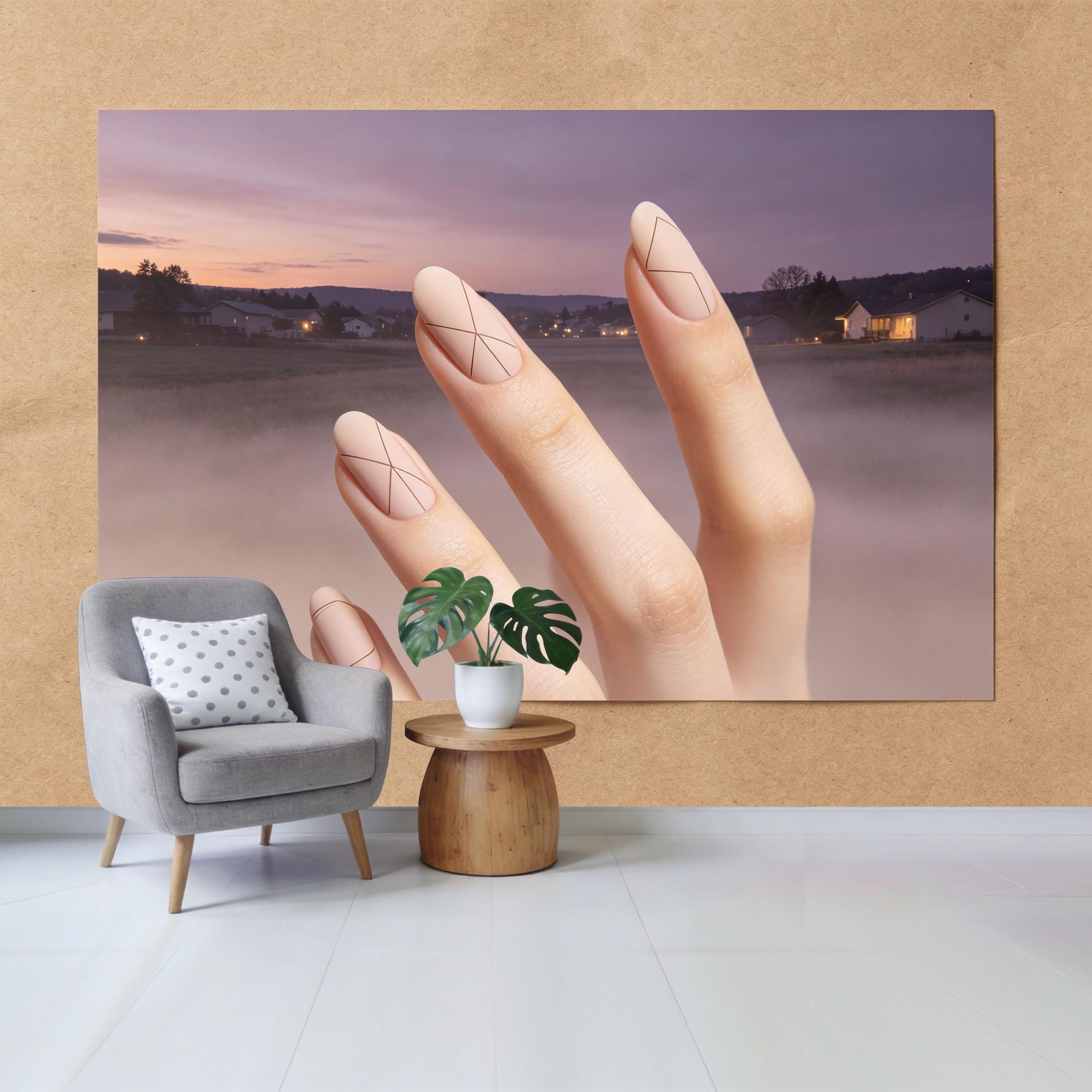 Qzlithotic Yq2605250753 Custom Size Wall Mural Geometric Line Nail Art Soft Matte Pastel Tones Minimalist Contemporary Aesthetic Selfadhesive Wall Fabric Removable Wallpaper For Home Office Decor