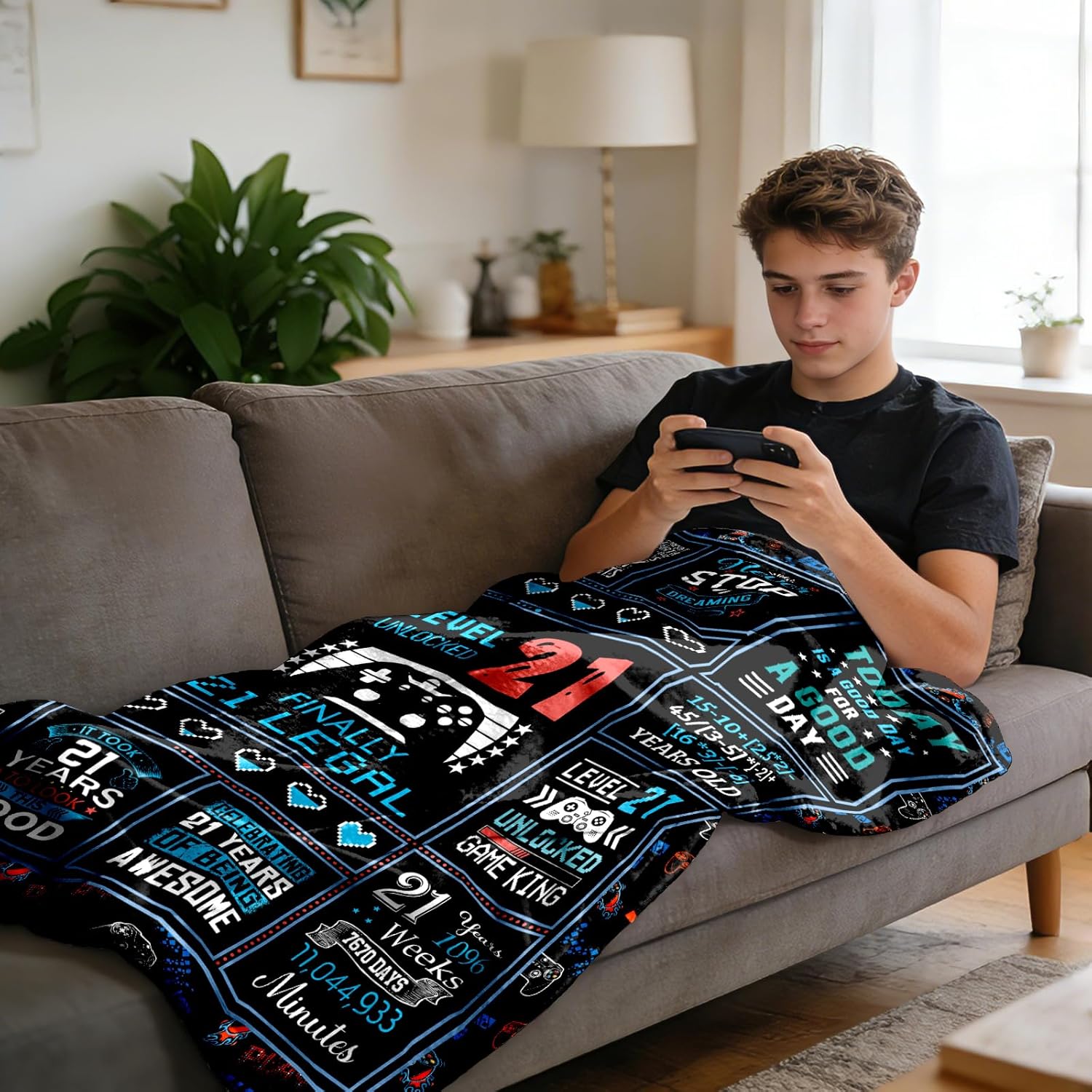 21st Birthday Gifts for Him, Gift for 21 Year Old Male Blanket 60"x50", Best 21st Birthday Gifts for Men Man, 21 Year Old Birthday Gifts for Son Grandson, Born in 2005