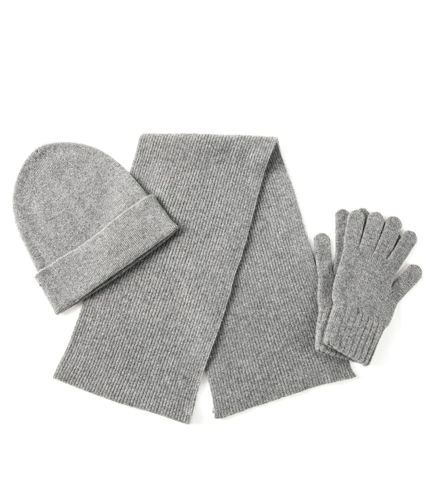 Unisex 3Pcs Cashmere Wool Scarf Hat Gloves Set, Soft Ribbed Cuffed Beanie Glove Scarves Set for Men and Women with Gift Box-picture-22