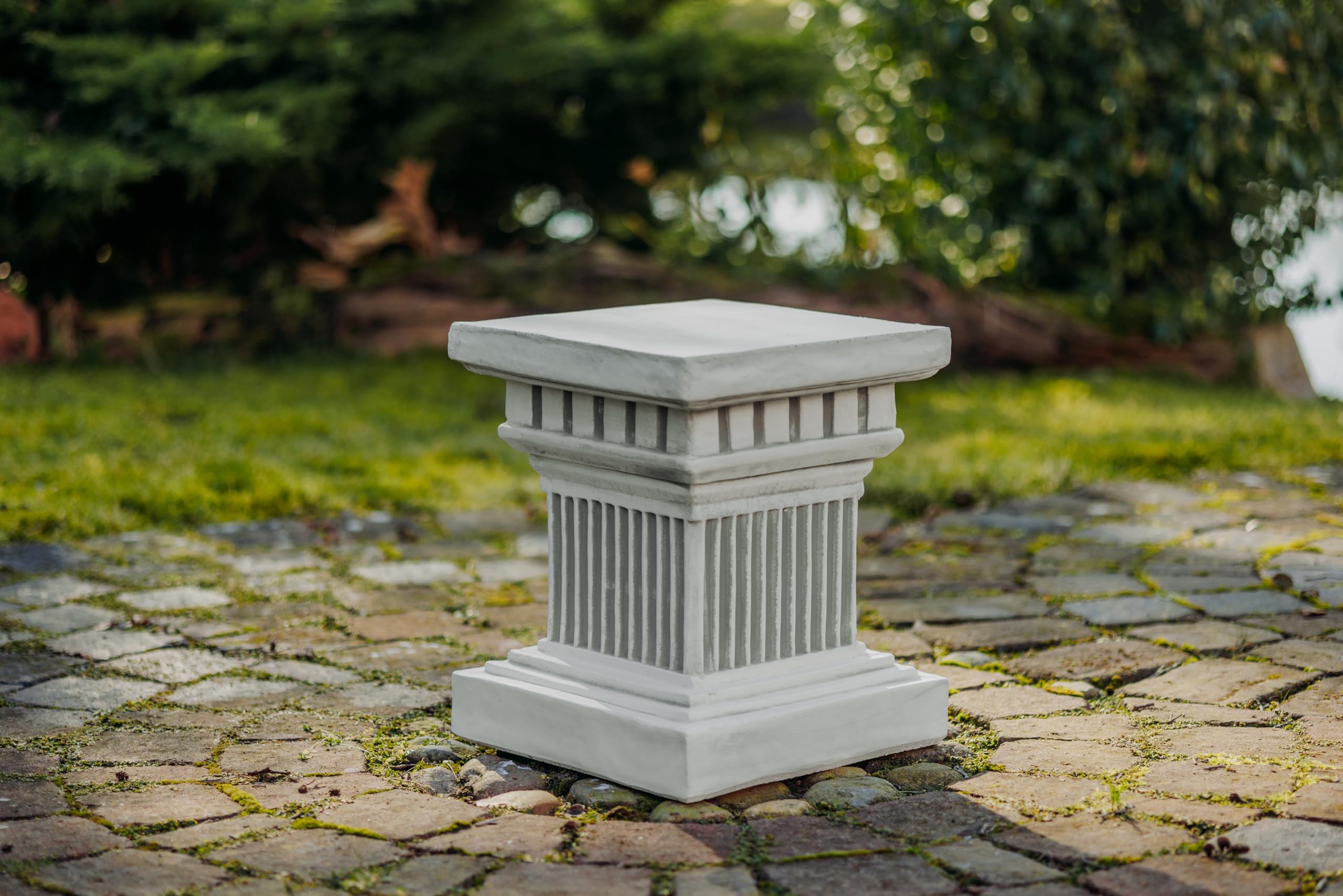 gartendekoparadies.de Socle carré, socle en pierre, H 42 cm, surface au sol 35 x 35 cm, 74 kg, gris, résistant au gel en fonte de pierre, pour extérieur