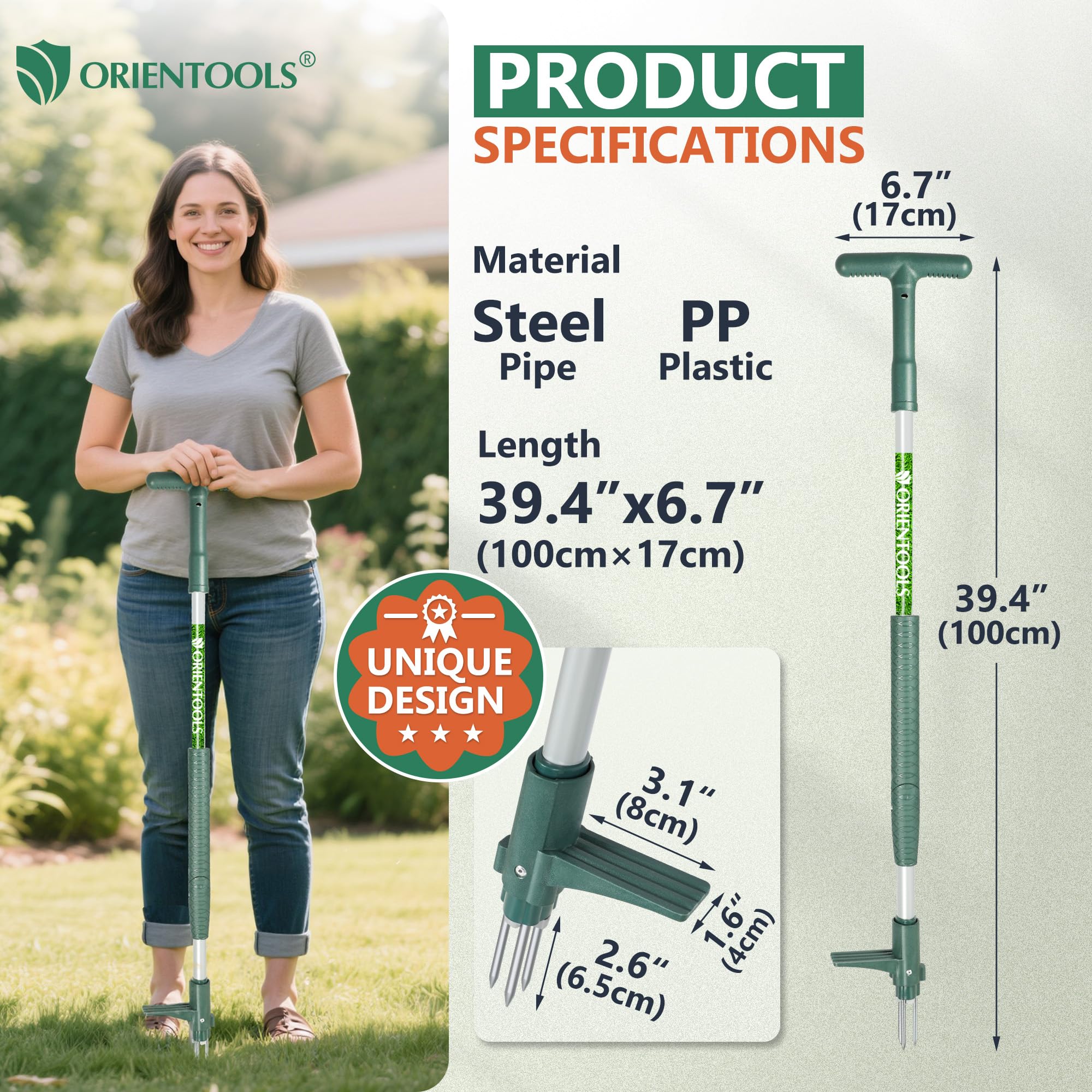 ORIENTOOLS Narzędzie ręczne do usuwania chwastów z 3 pazurami do mniszka lekarskiego, stalowe narzędzie do ręcznego wyciągania chwastów, długi uchwyt, łatwy do usuwania korzeni, narzędzie ogrodowe z