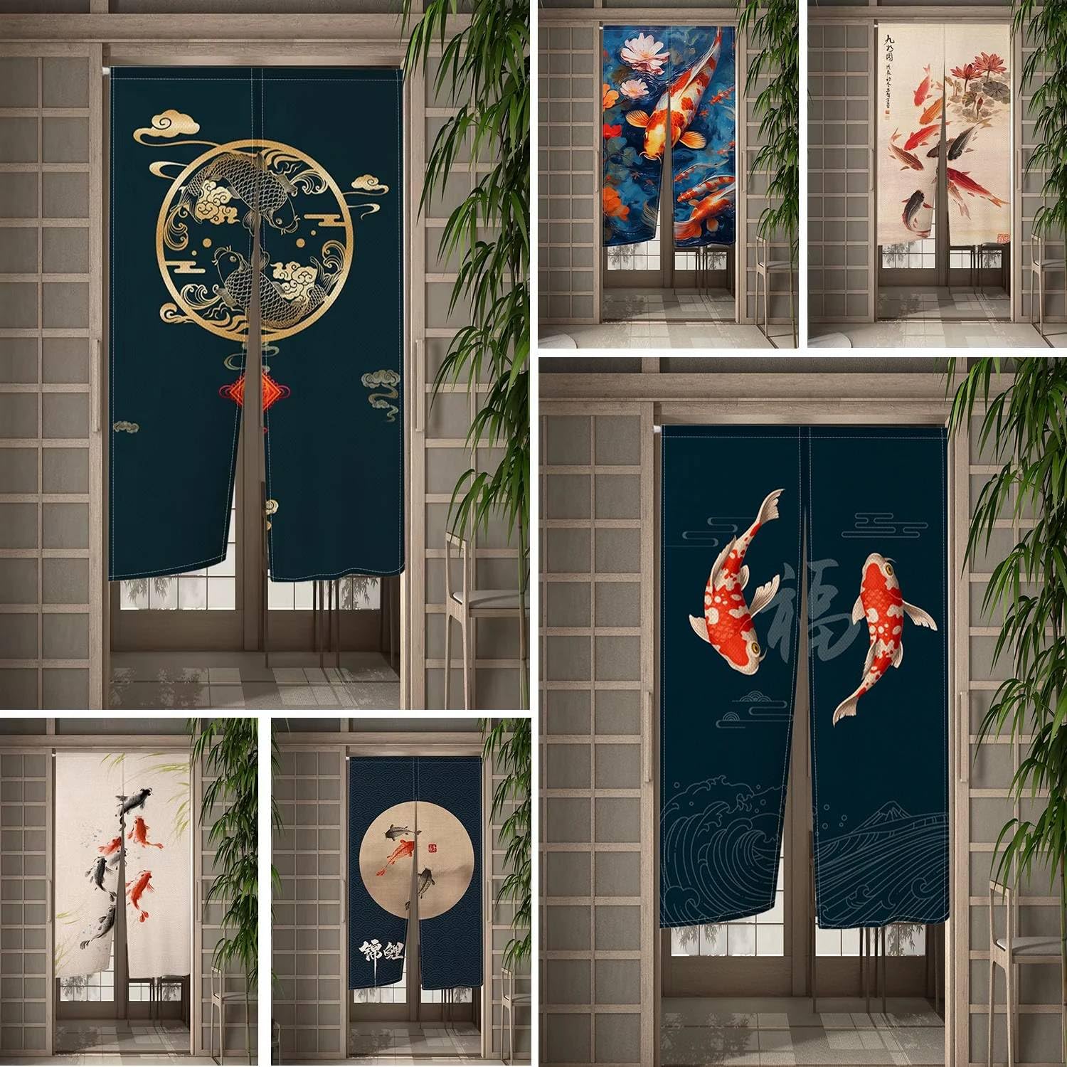 Mann Mart‚Elegant Koi Fish Linen Door Curtains: Japanese-Style Room Divider for Kitchen, Bedroom & More-image-32