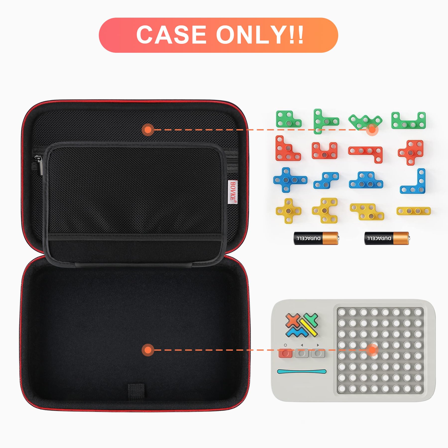 BOVKE Carrying Case For GiiKER Super Blocks Pattern Matching Puzzle Games, GiiKER Brain Teaser Toys Super Blocks Storage Bag For Kids Teens, Mesh Pocket For Extra Puzzles And Accessories, Black Black