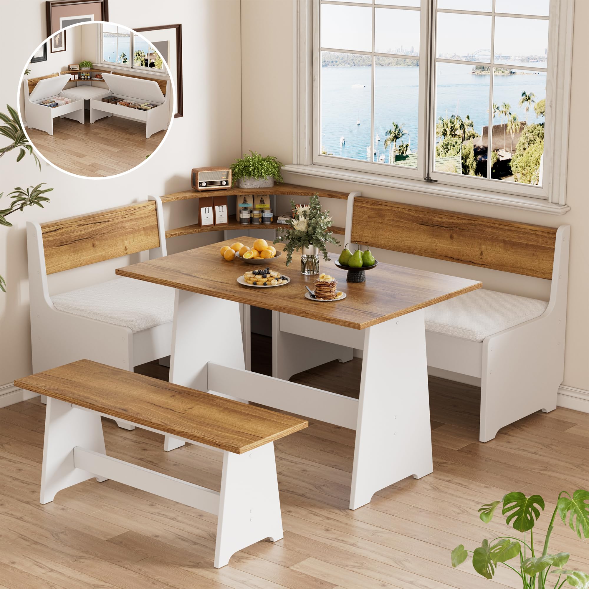 PAKASEPT Corner Breakfast Nook Table Set