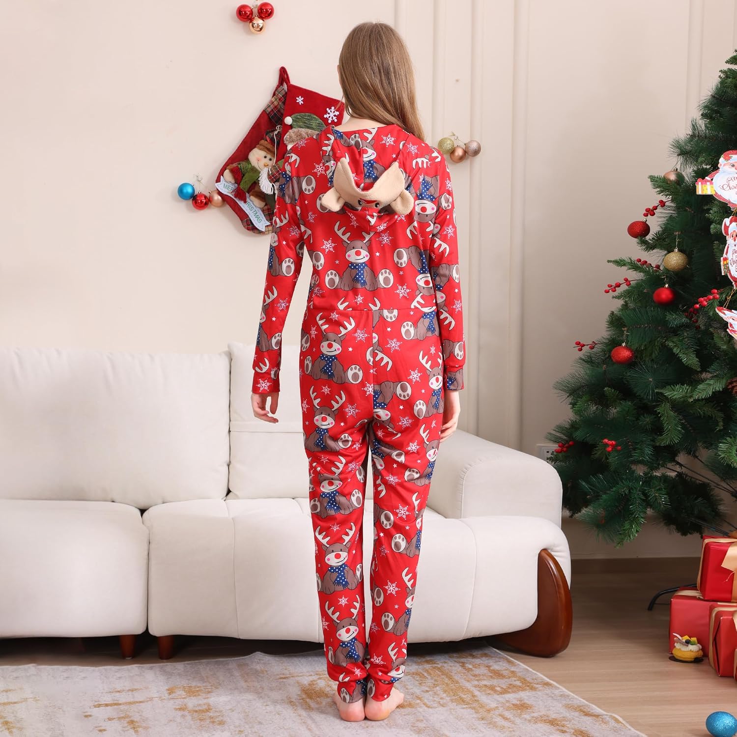 Adisputent Christmas Pajamas for Family Matching Cute Long Sleeve Couples Soft Sleepwear One Piece Funny Christmas Pjs Sets