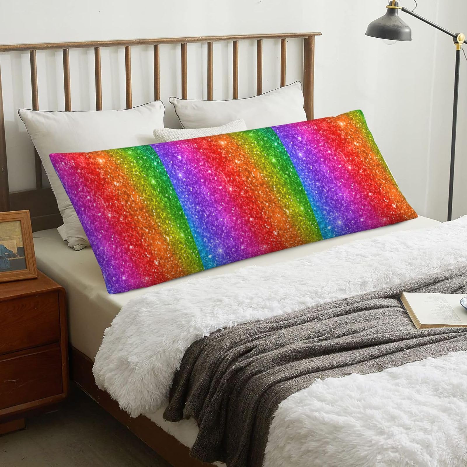 Colorful Glitter, Body Pillow Cover with Zipper,Long Body Pillowcase 20 x 60 in