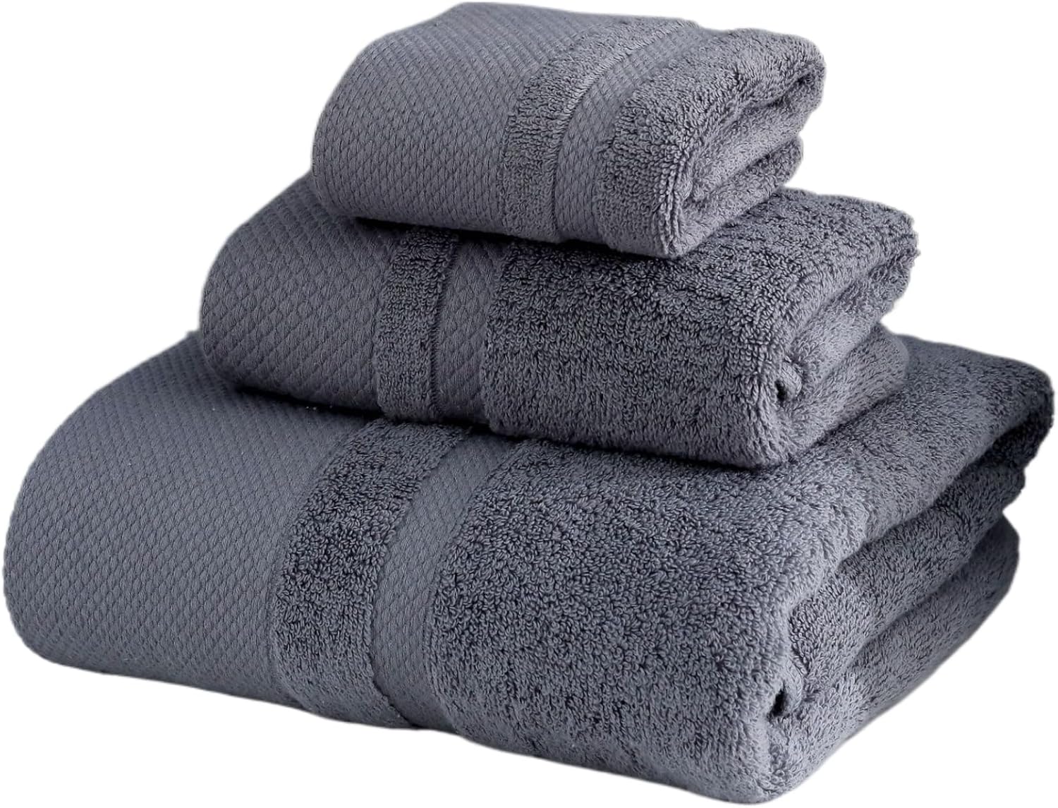 Pure Cotton Thickened Bath Towel Set, Ultra-Soft Absorption Hotel-Grade Quality, 3-Piece Set with Bath Towel, Face Towel and Hand Towel, Multiple Colors (Blue-Green 140 * 70cm 100 * 50cm 35 * 35cm)