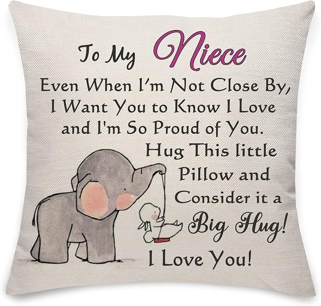 COEROW Niece Gift From Aunt Uncle,Hug Cushion Pillow Cover Sofa Throw Pillowcases for Niece for Christmas Birthday Graduation Gift (Niece)