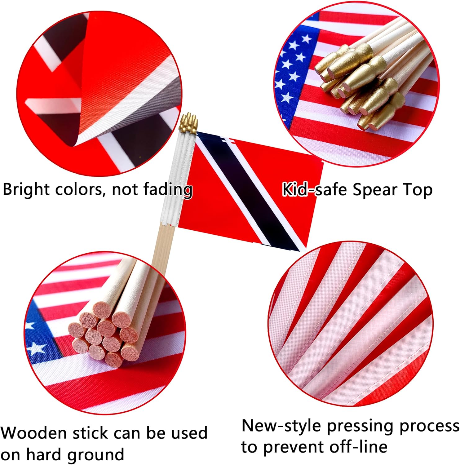 TSMD Trinidad and Tobago Stick Flag Tobagonian Small Mini Hand Held Flags,5x8 Inch,12 Pack - Image 4