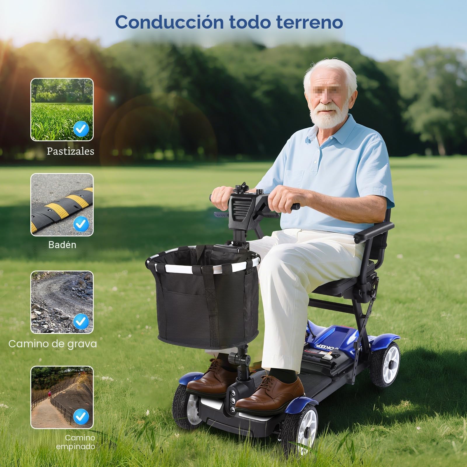 Scooter De Movilidad Eléctrica Plegable,Scooters para Personas Mayores,Scooter De Movilidad De 4 Ruedas,Scooter De Viaje Portátil,Carga 130 Kg/287 Lbs,para Adultos Mayores 20ah