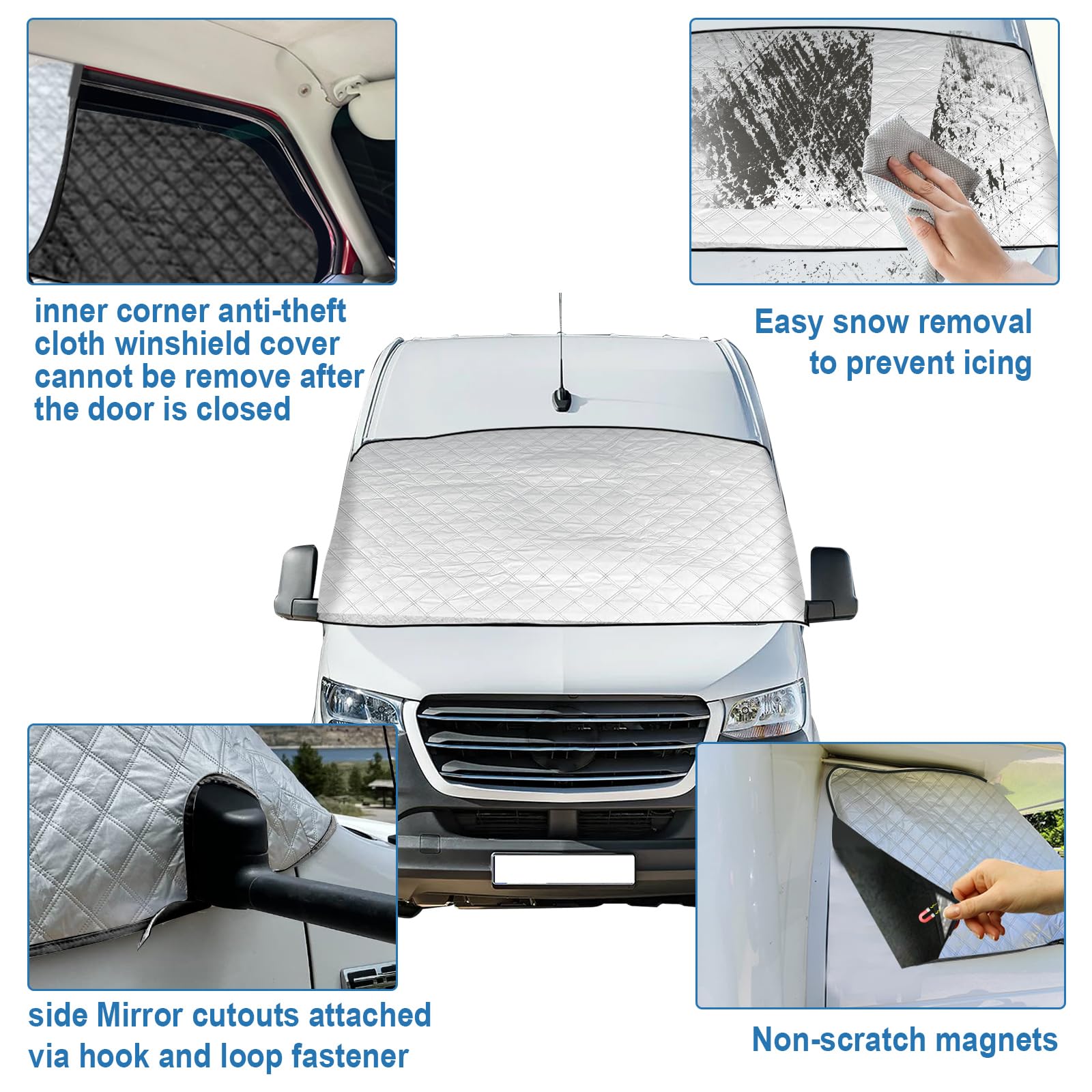Fodera parabrezza per Ford Transit Custom 2012-2022, copertura esterna termica argentata impermeabile, protezione da sole, radiazioni UV, neve, ghiaccio e gelo