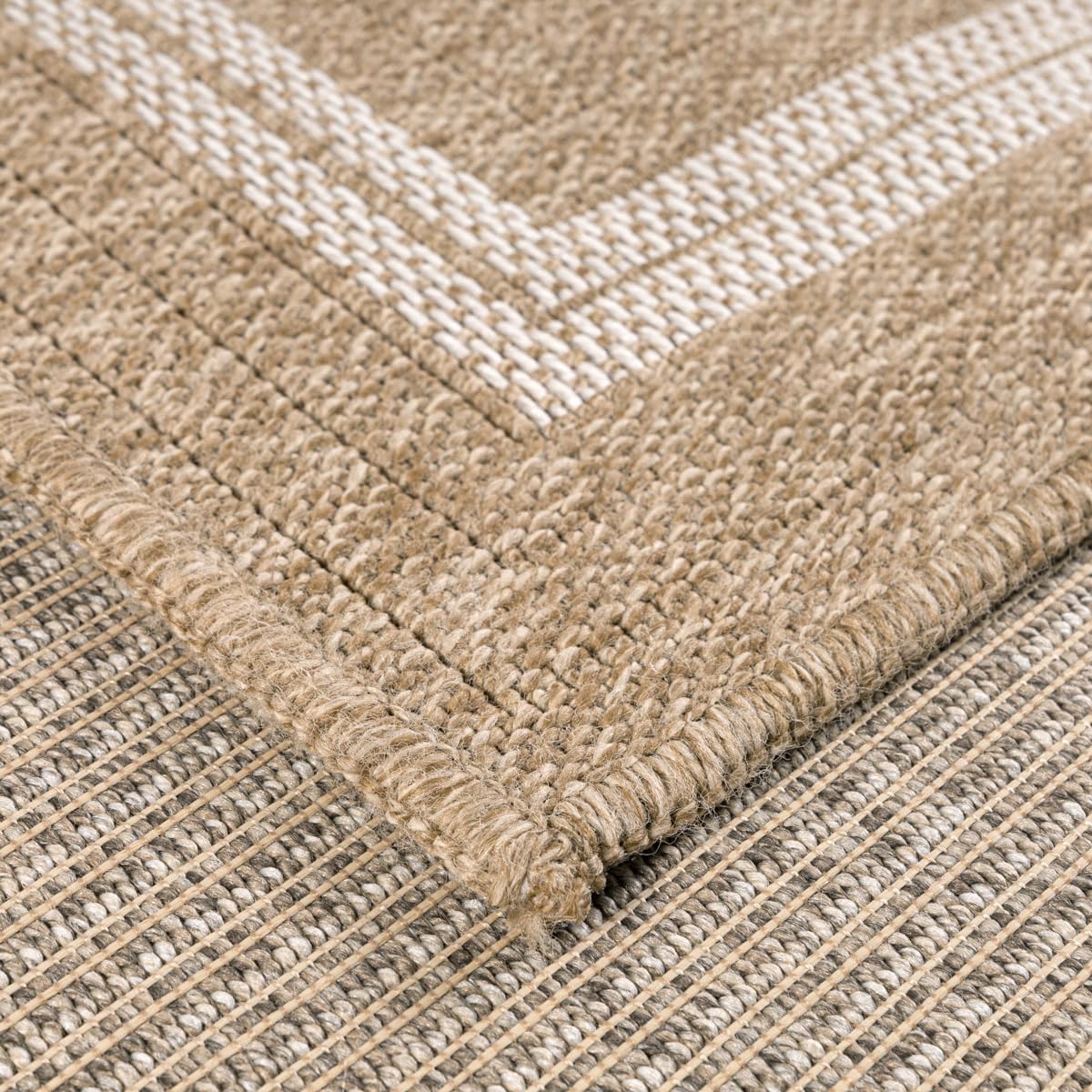 Nature 8863 - Alfombra, natural, Bohemia, con aspecto de yute, para sala de estar, dormitorio, pasillo y exterior, color natural (120 x 170 cm, blanca)
