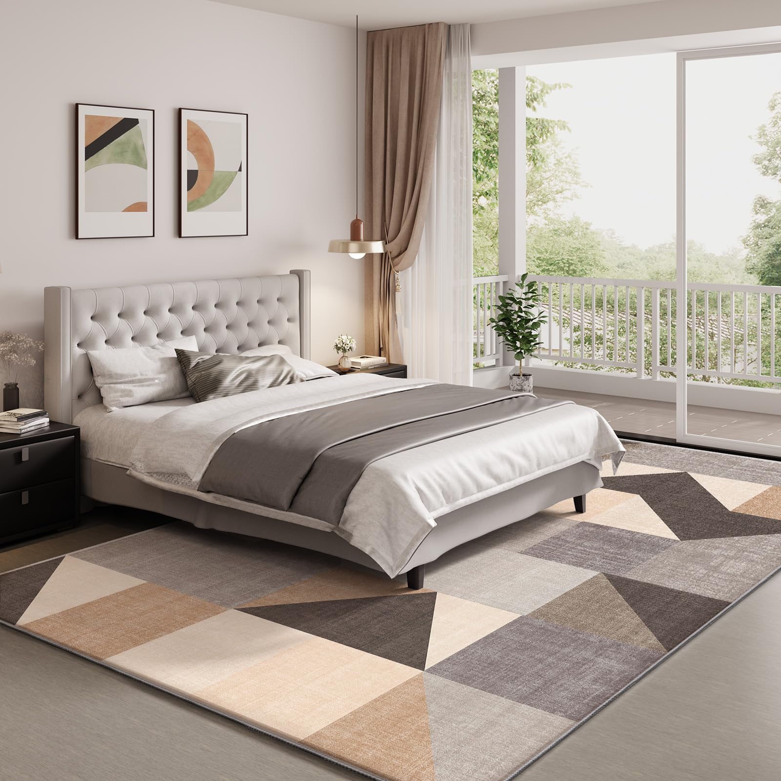 HOMFINE Tappeto Salotto Moderno Lavabile - Tappeto Pelo Corto Tappeto Soggiorno Grande, Morbido Antiscivolo(Spugna Addensata), Tappeto Camera da Letto, Tappeti per Sala, Pranzo, 200x300 cm Marrone