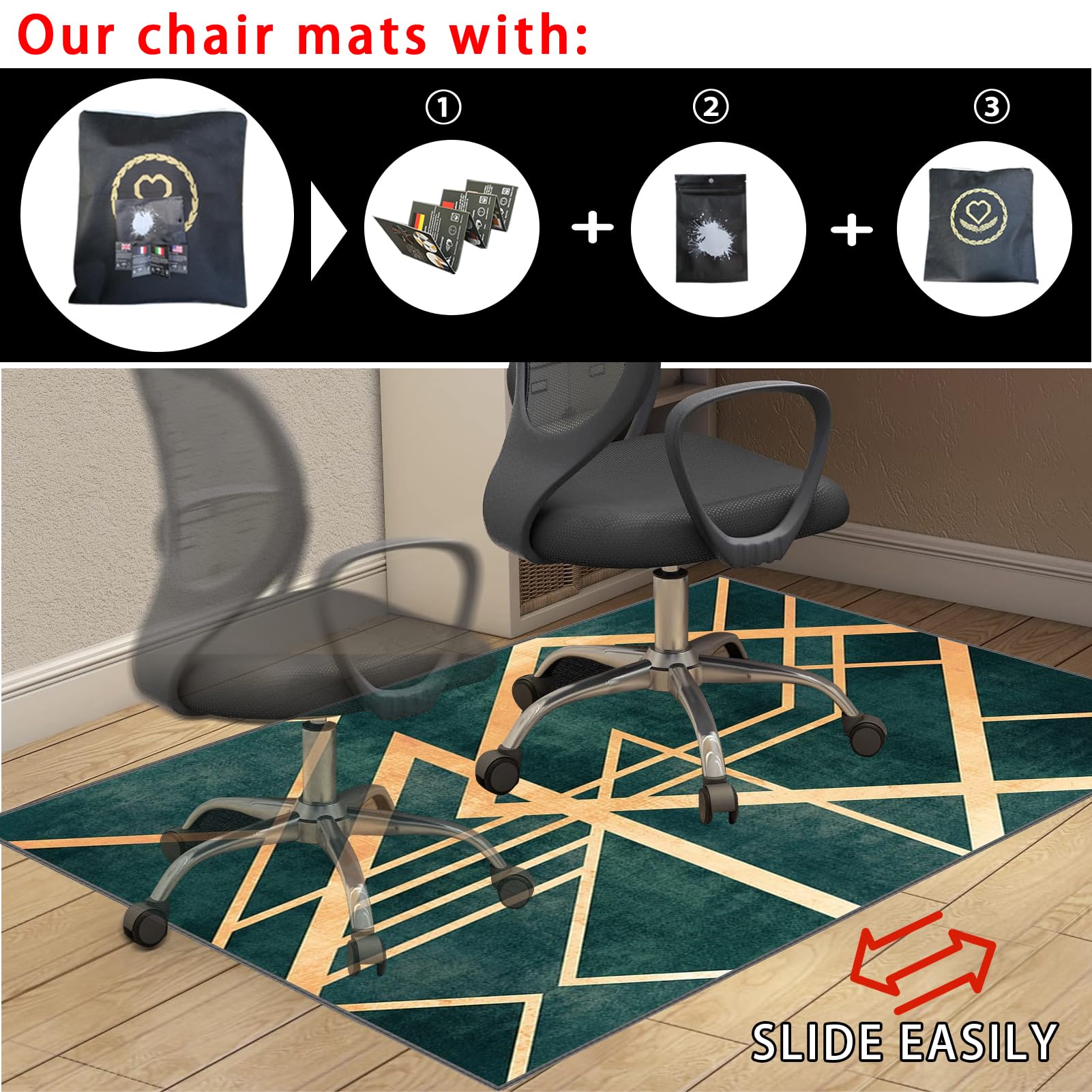 Bürostuhl Unterlage, Gamer Teppich, Schutzmatte und Schreibtischstuhl Unterlage, Gaming Stuhl Unterlage Bodenschutzmatte für Hartböden, Bürostuhl Matte für harte böden parkett rollstühle 150 x 180 cm