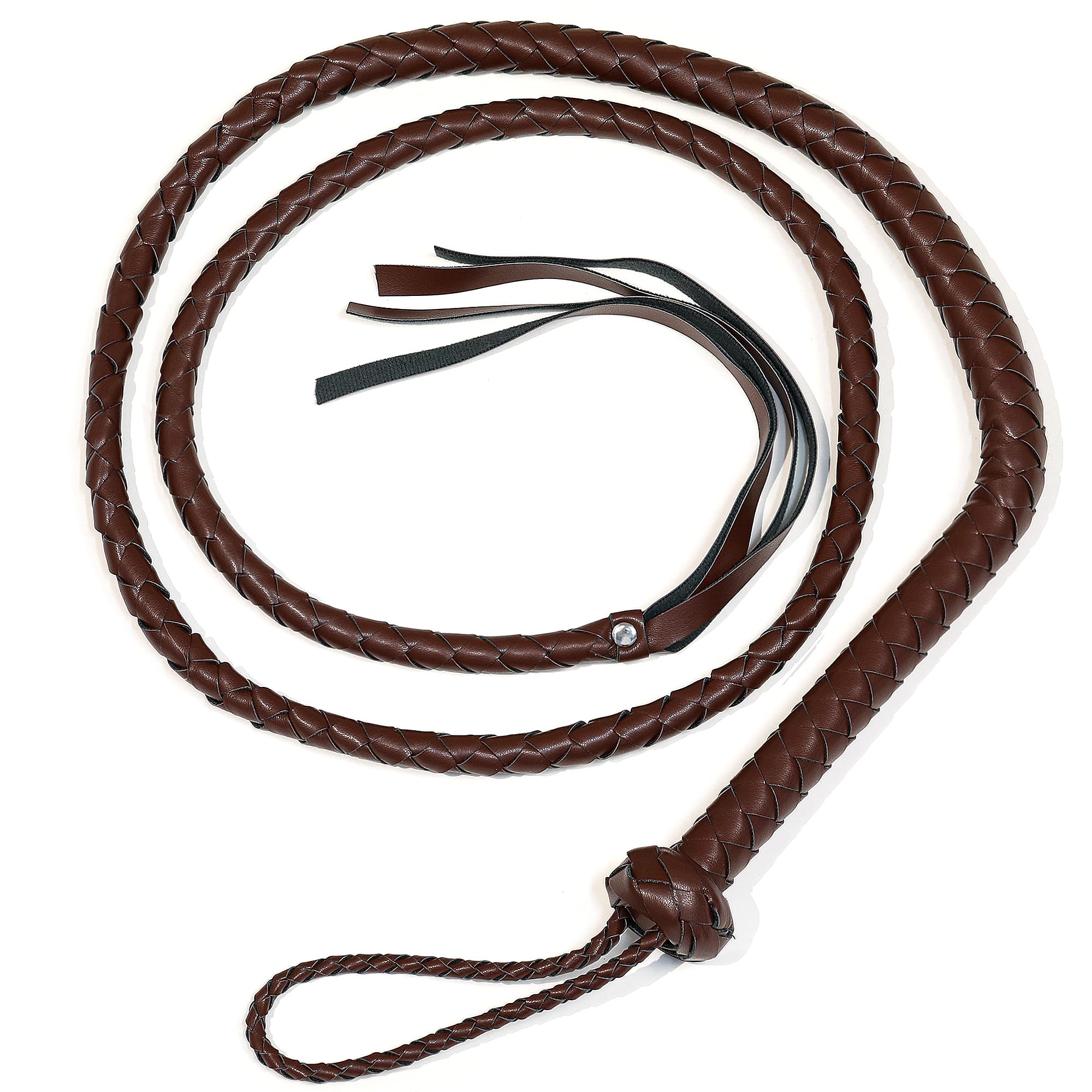Parma77 Faux Leather Whip, 6.5 feet Costumes Equestrian Horse Whip for Halloween Stage Performance Horse Riding Cosplay Costume Accessories（Brown）
