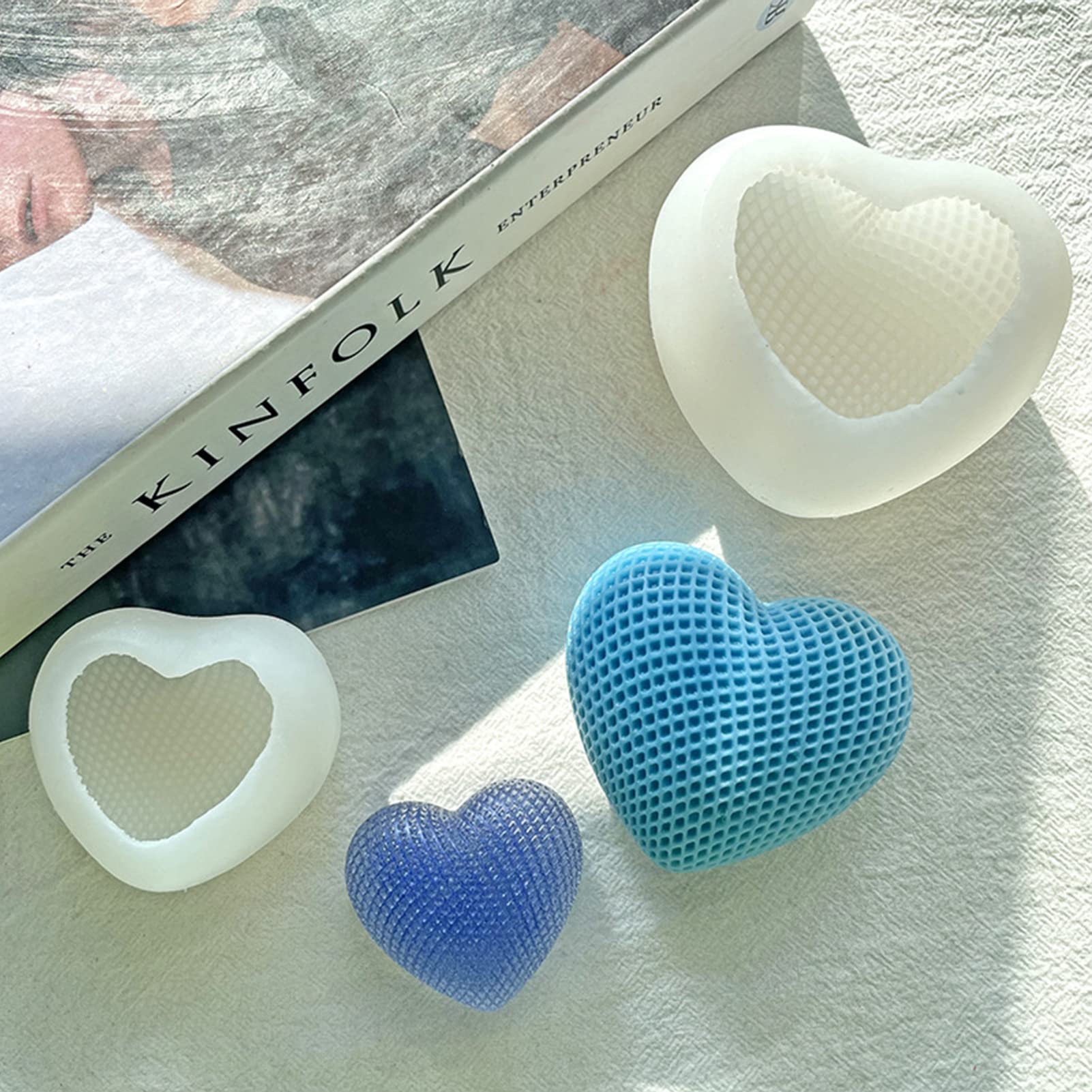 Molde de silicona para vela con forma de corazón, molde epoxi para cocinar para hacer velas, bonos, Savón, decoración del hogar, boda, juego de 3 piezas