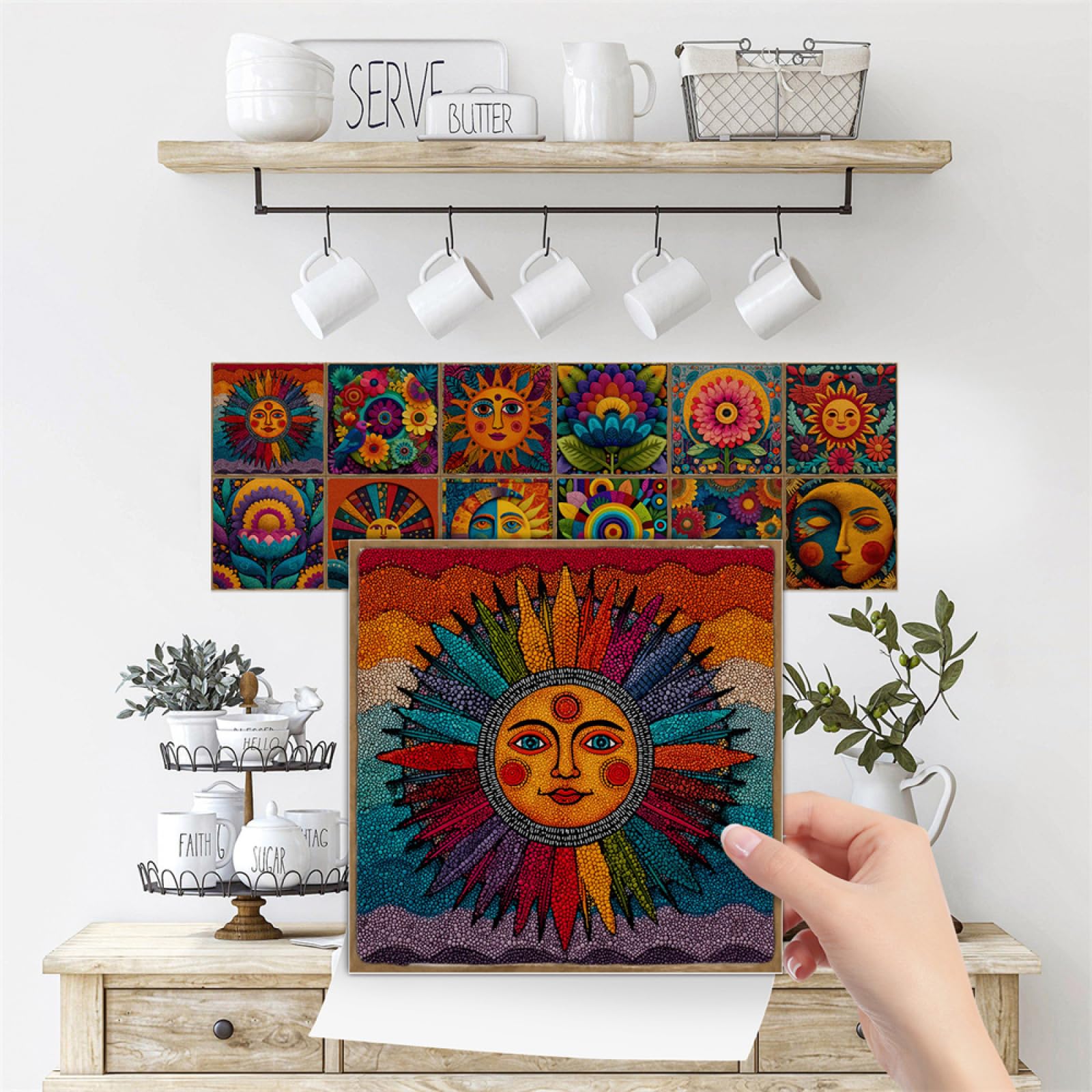 Naklejki na płytki 15 x 15 cm, wzór naklejki na płytki do łazienki i kuchni. Samoprzylepna wodoodporna i olejoodporna folia winylowa, idealna do dekoracji wnętrz.