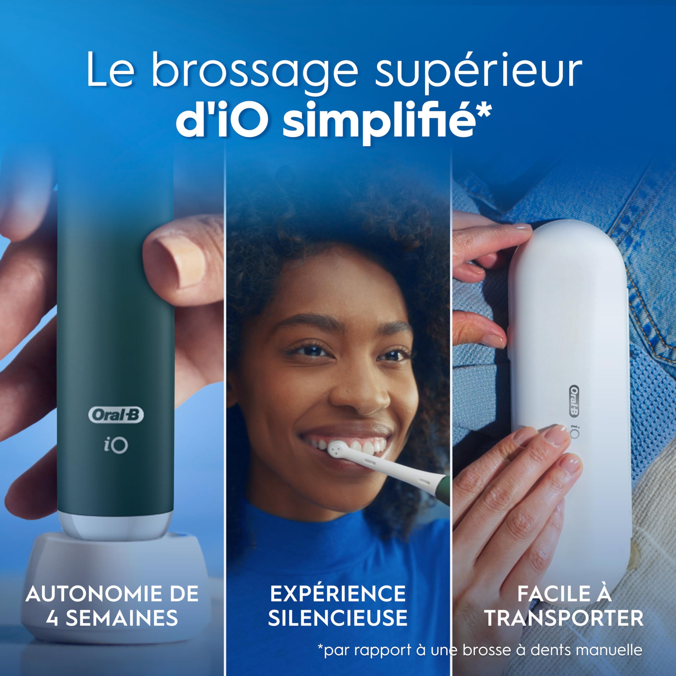 Oral-B Brosse à Dents Electrique iO 2 avec 1 Brossette de Rechange, Vert Forêt – 3 Modes de Brossage dont Douceur, Capteur de Pression sur les Gencives, Batterie Rechargeable, Silencieuse, avec Etui