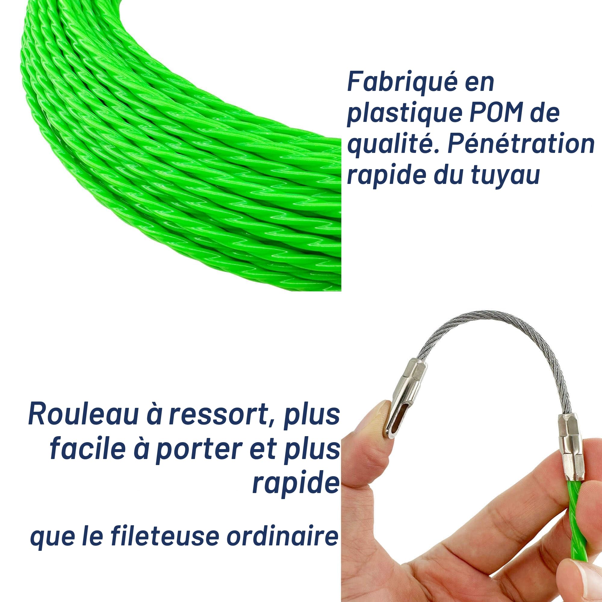 Aiguille Electricien,50m Tire Fil Electrique 4,5mm DiamèTre Tire Fils Electrique,Tire Fils Electricien Aiguille,Tire Fils Electricien Aiguille, Spiralé Flexible Aiguille Tire Fil（with BOX）