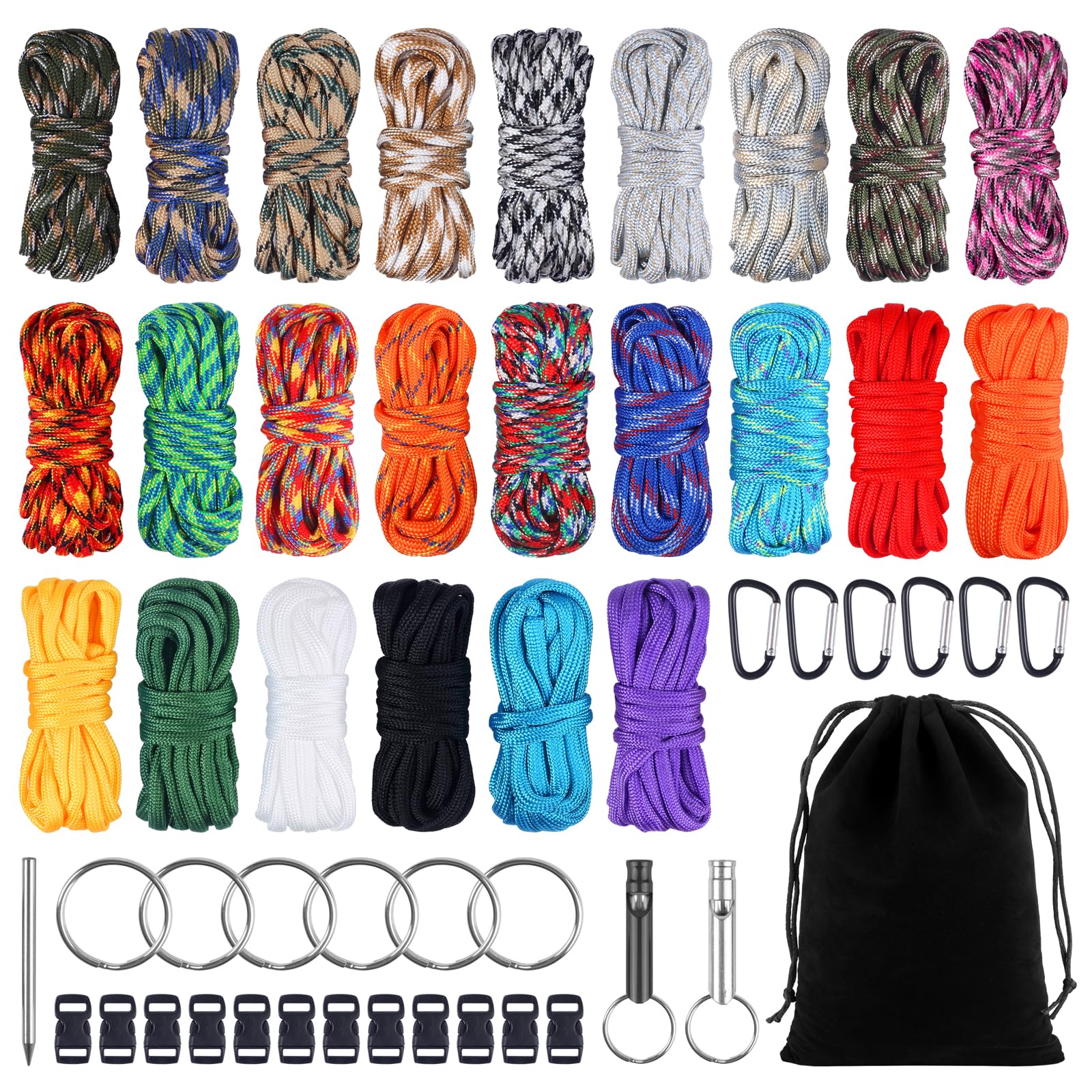 24 Colors Paracord Bracelet Making Kit, 10ft Paracord Ropes and Accessories