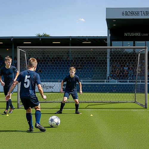 Miniatura 7 de NAIZEA Porterías de fútbol  24x821x718x712x616x710x68x66x4 pies para patio trasero  Portería de fútbol de metal para jóvenes adultos  Varios tamaños