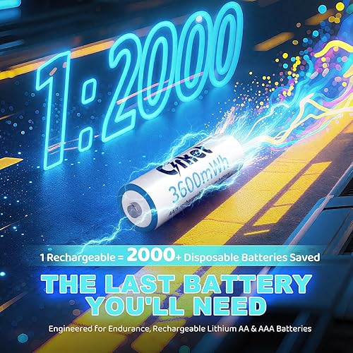 Miniatura 6 de Baterías recargables de iones de litio AA y AAA, paquete de 8 con cargador rápido, 3600 mWH+1300 mWH, 1.5 V, larga duración, doble A, trípode, A,