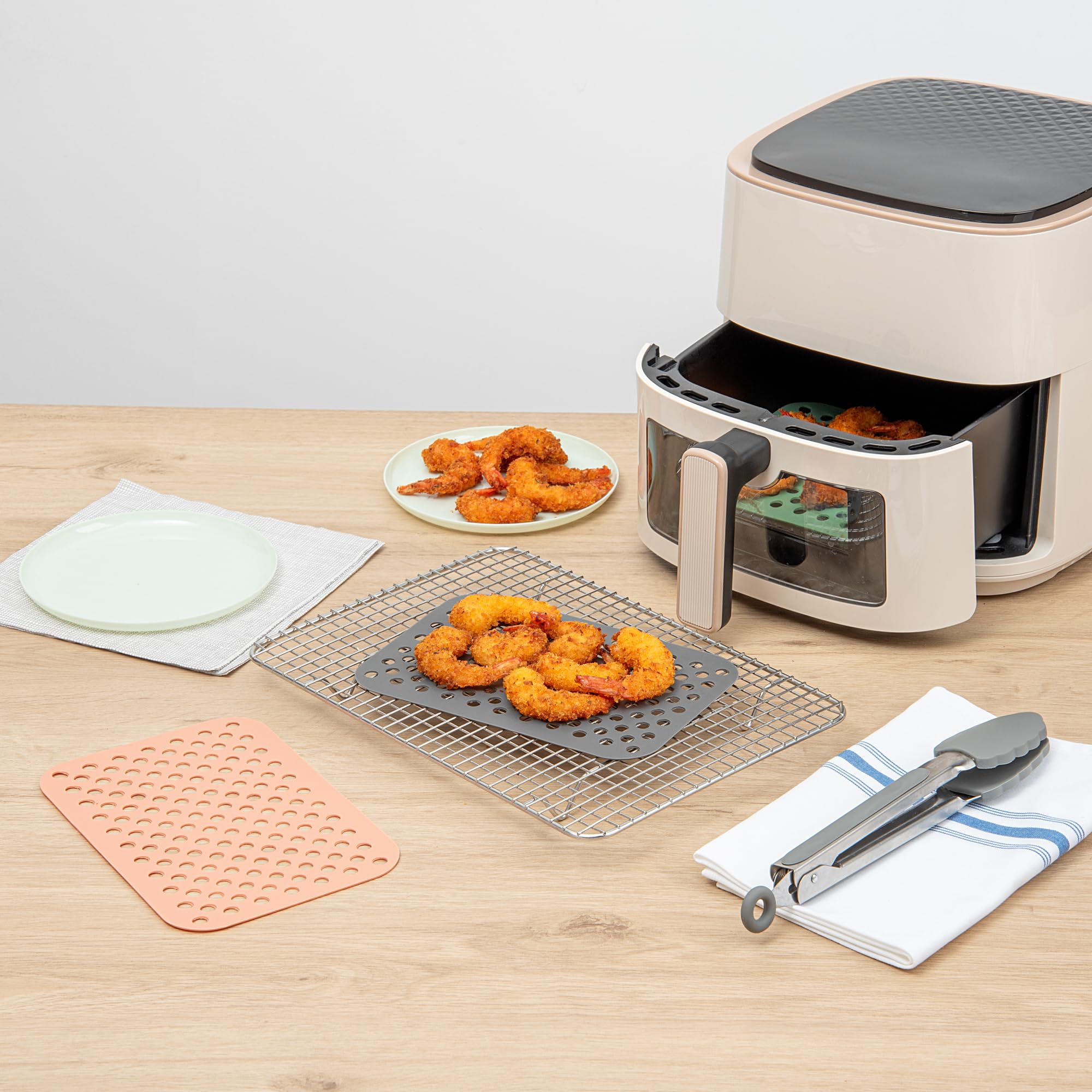 Restaurantware Set di fodere per friggitrice ad aria da 5 qt, antiaderente, doppio cestello, a, 50 ct