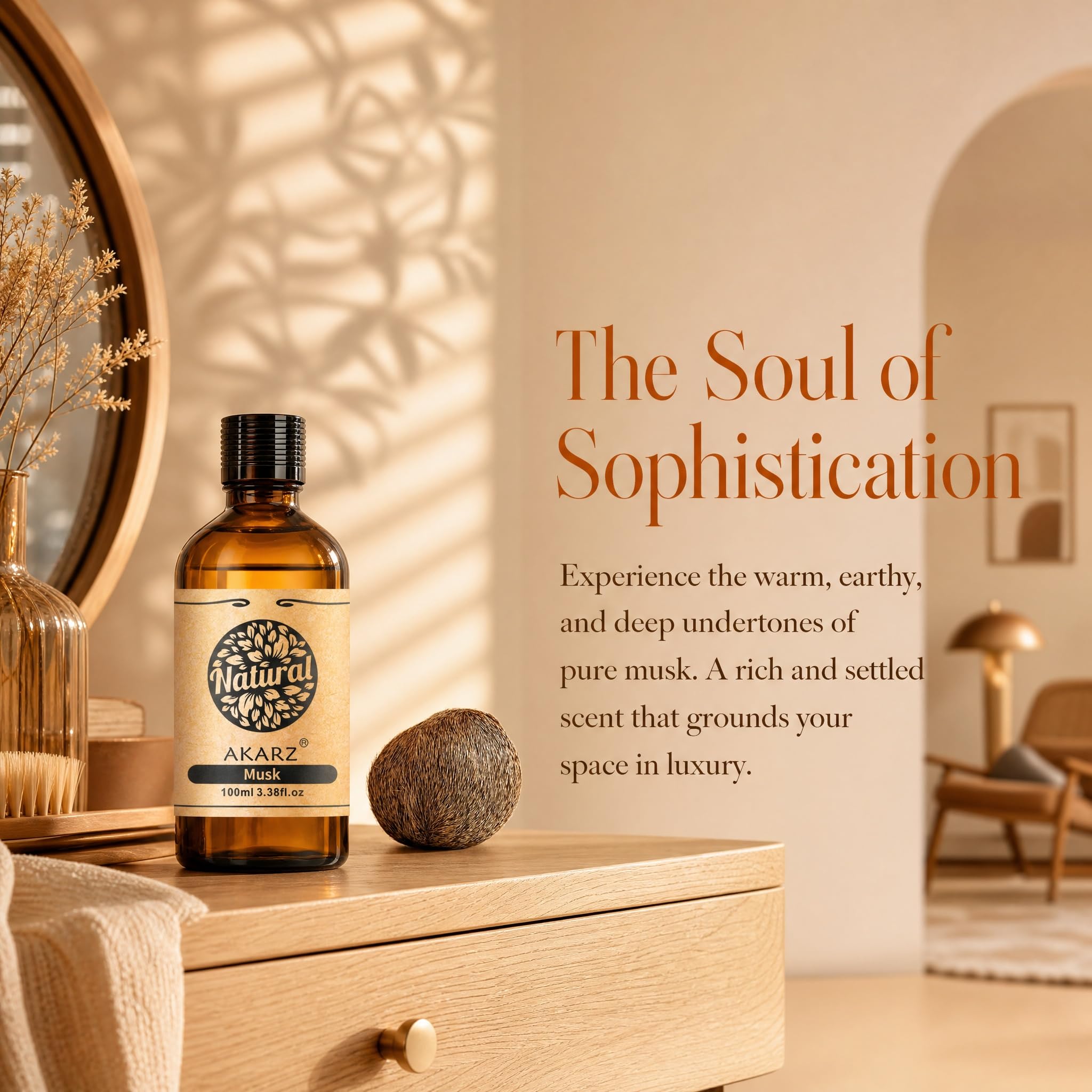 AKARZ 100ml Olejek esencjny z Muskusa - Naturalny olejek aromatyczny do dyfuzorów, lamp aromatycznych i aromatów pomieszczeń