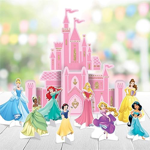 amscan "Disney Princess Pink Castle - Kit de decoración de mesa para fiesta, 9 unidades, 282357