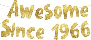 Awesome Since 1966 Gold Glitter Banner - 59th Birthday and Anniversary Party Decorations