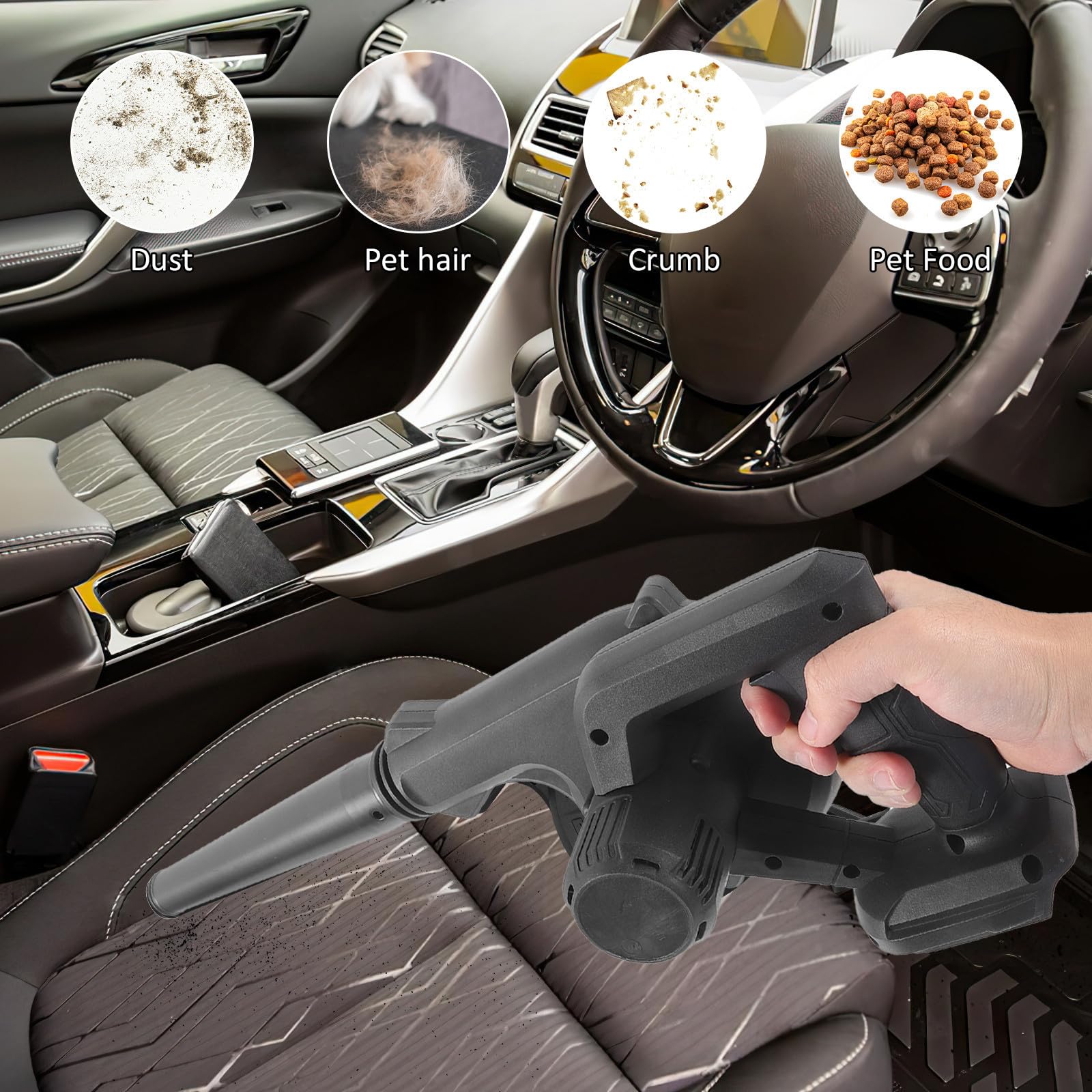 Soffiatore Cordless Portatile Ricaricabile per Casa e Auto Design Ergonomico e Materiale Abs Leggero per Pulizia Polveri e Asciugatura