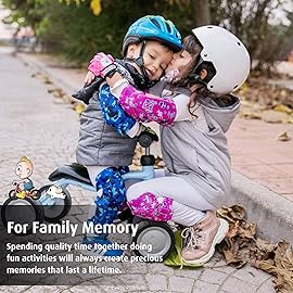 Soft-Style Kids Knee and Elbow Pads with Bike Gloves, Flexible Impact-Resistant Gear for Ages 2-11, Designed for Balance Bikes, Roller-Skating, and Skateboarding (Shark, Medium)