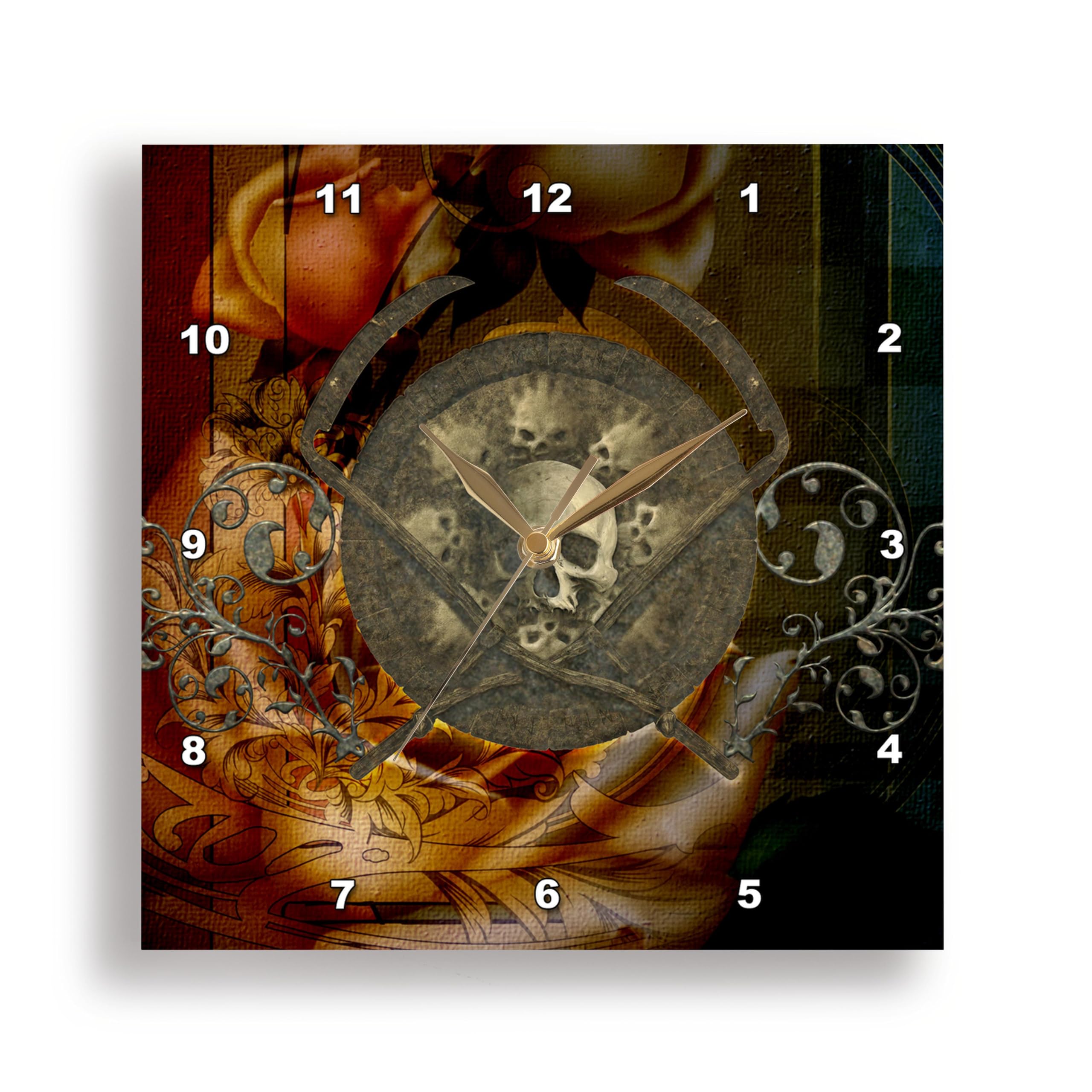 Horloge crânes murale vintage 3dRose horloge creepy noir