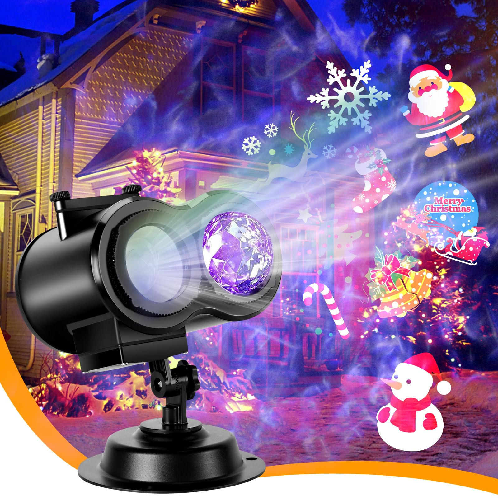 HAKUTA Proyector de luces de Navidad, efecto océano HD con 16 diapositivas y mando a distancia para Navidad, Año Nuevo, cumpleaños, Halloween, Acción de Gracias