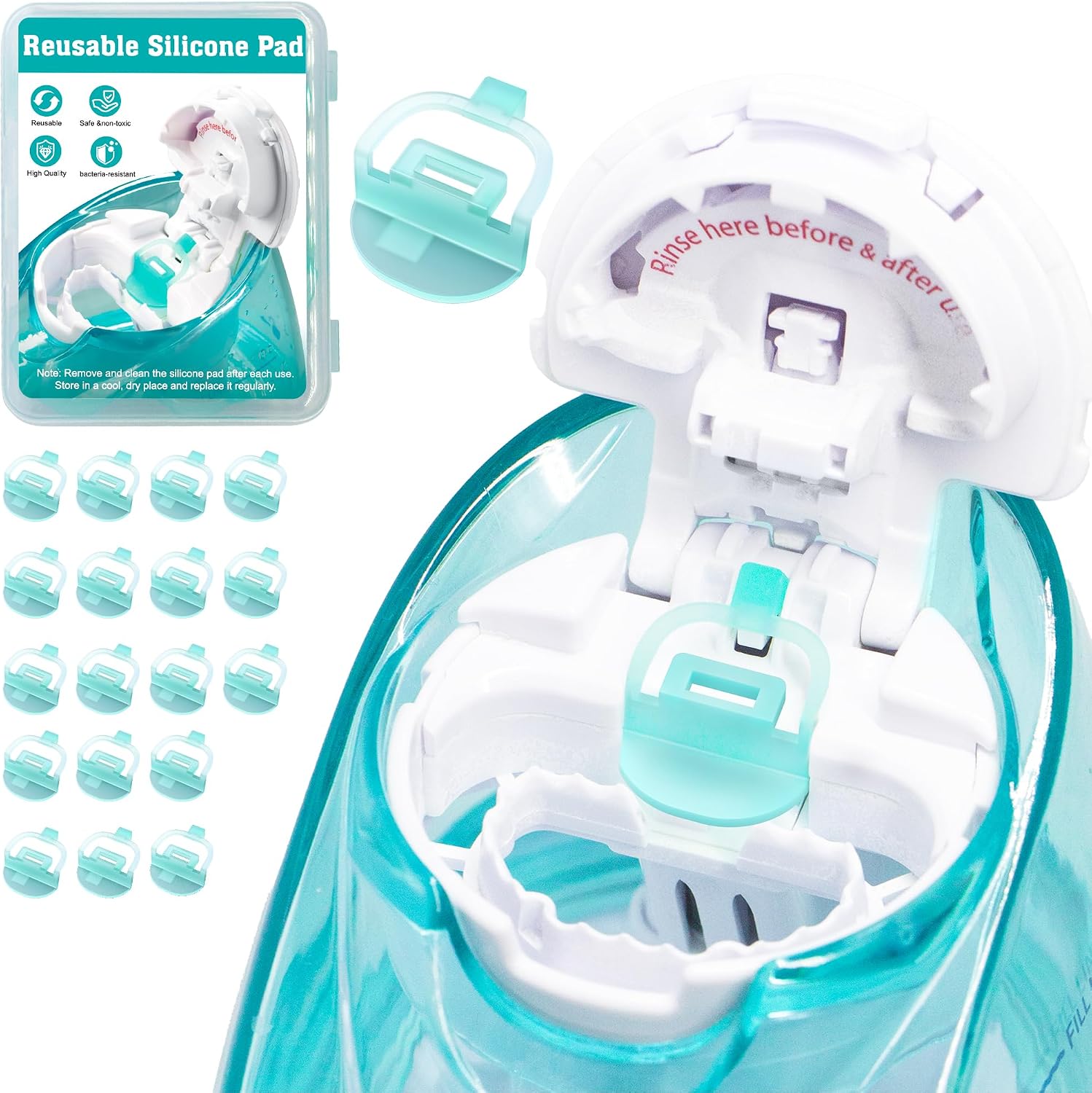 19PCS Reusable Silicone Pads Refills Accessories for Substitute Salt Saline Pods Compatible with Nasal Irrigation System Nasal Care for Easy Operation