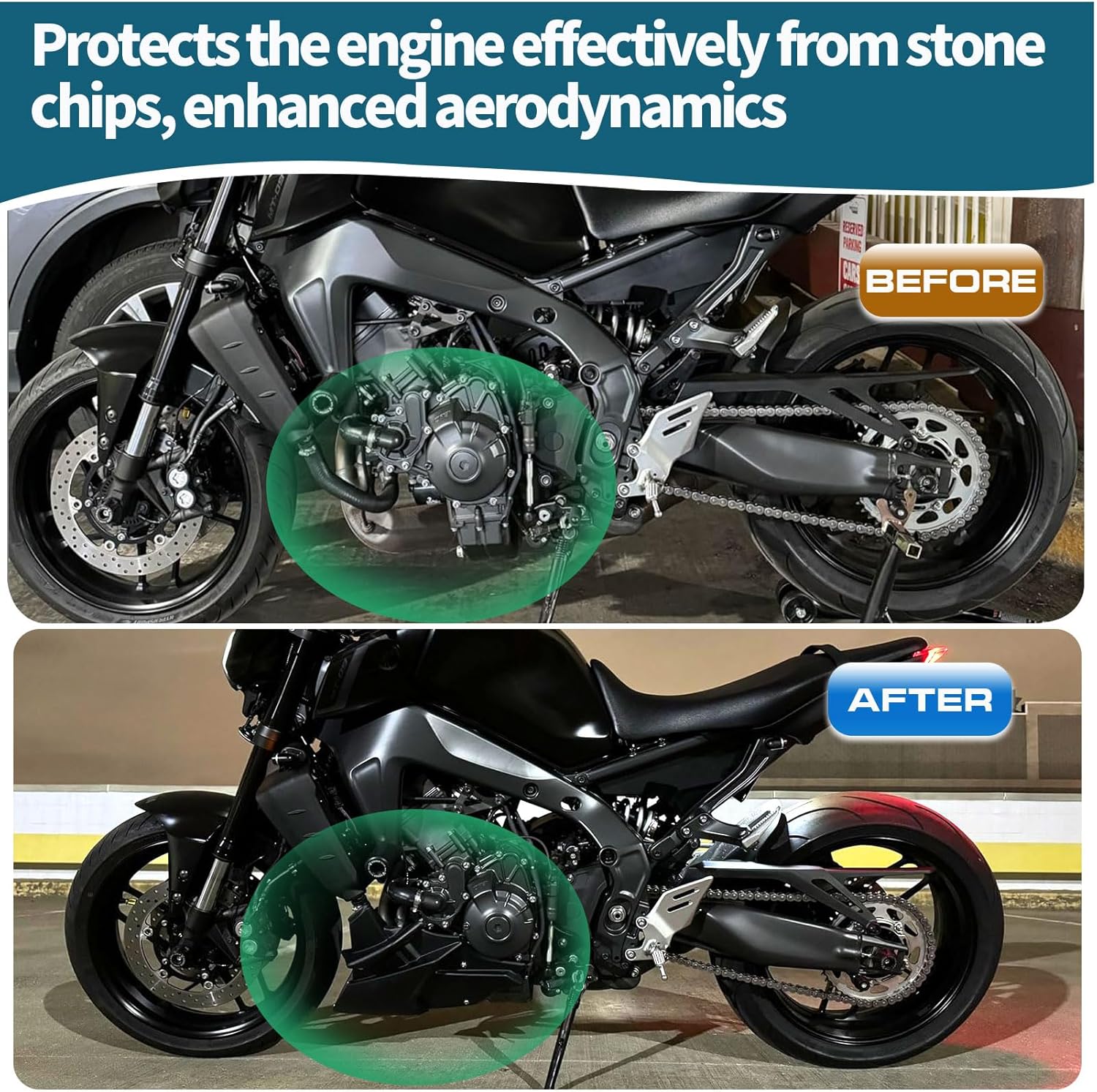 Motorcycle Modofied Accessories Belly pan Bellypan Lower Engine Chassis Shield Spoiler Fairing Compatible with MT 09/MT-09 SP XSR900 Tracer 9/GT Accessories 2021 2022 2023 2024 (Black)