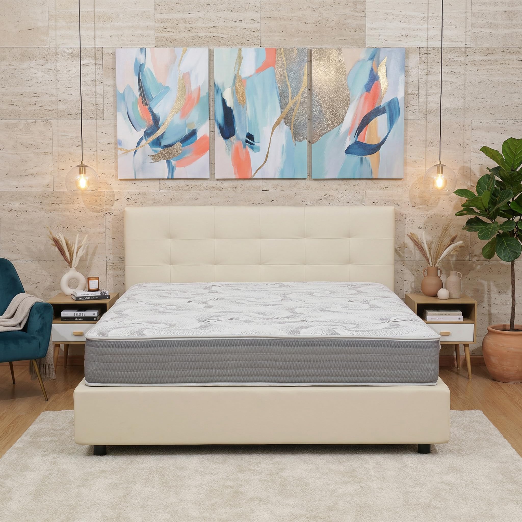 Materassimemory.eu - Podwójny Materac Memory LA Różowy Wiatr Rozmiar 160x200 Wysokiego 25 cm 7 Strefy zróżnicowanej nośności Powłoka Aloe Vera Silver SFODERABLE z pałąkiem 3D Odkurzacz powietrza